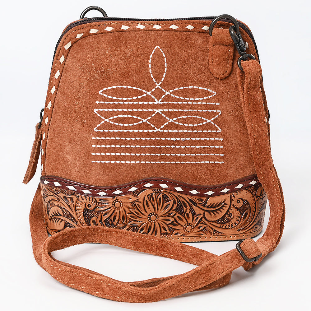 American Darling ADBG1659 Genuine Western Leather Crossbody Bag for Women - Hand-Tooled Suede Purse - Perfect for Casual Outings, Travel & Western Fashion
