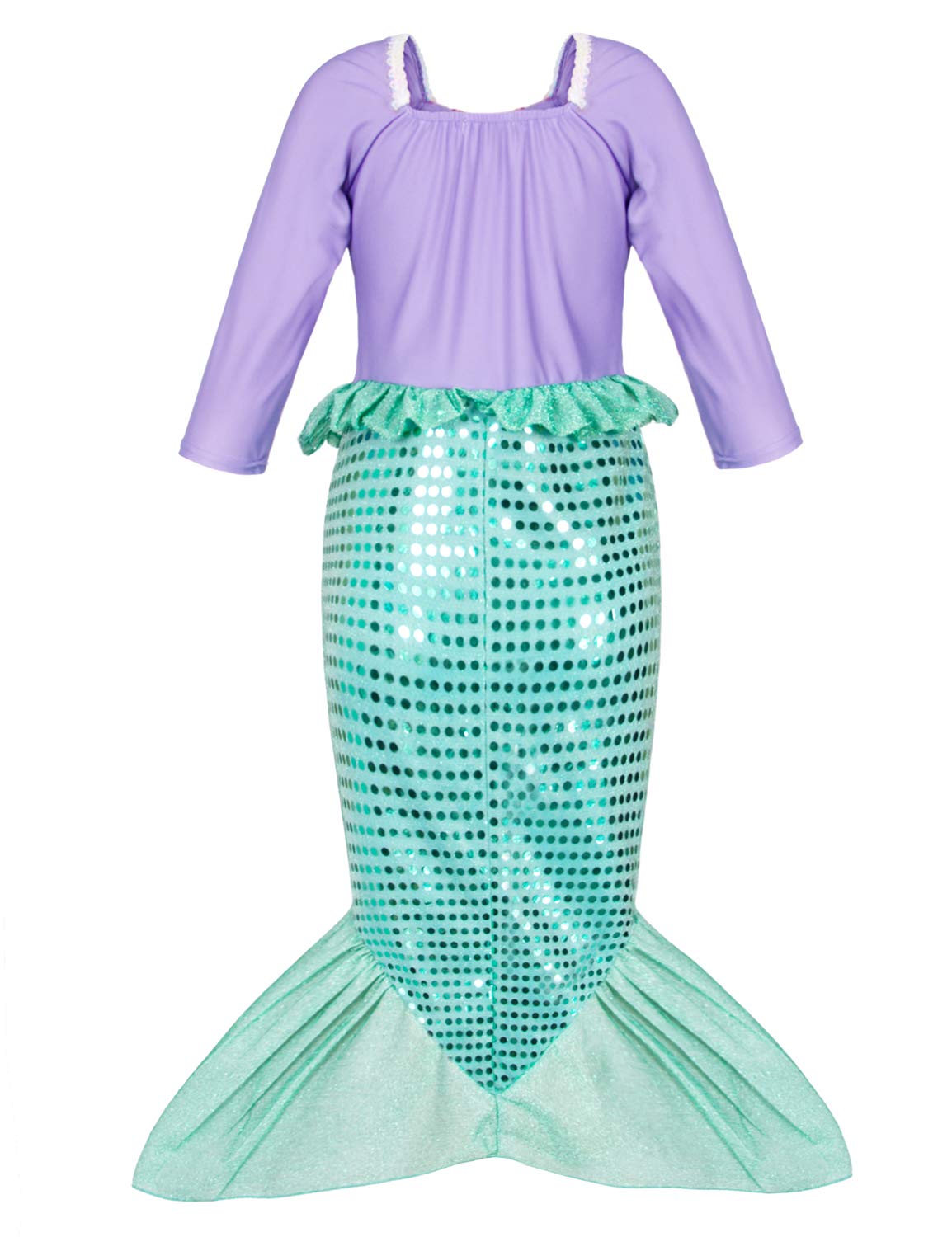 JoyJoin Little Girls Princess Mermaid Costume Set with Wig & Crown - Sparkly Green Dress Up Party Outfit for Halloween, Birthday Parties & Pretend Play