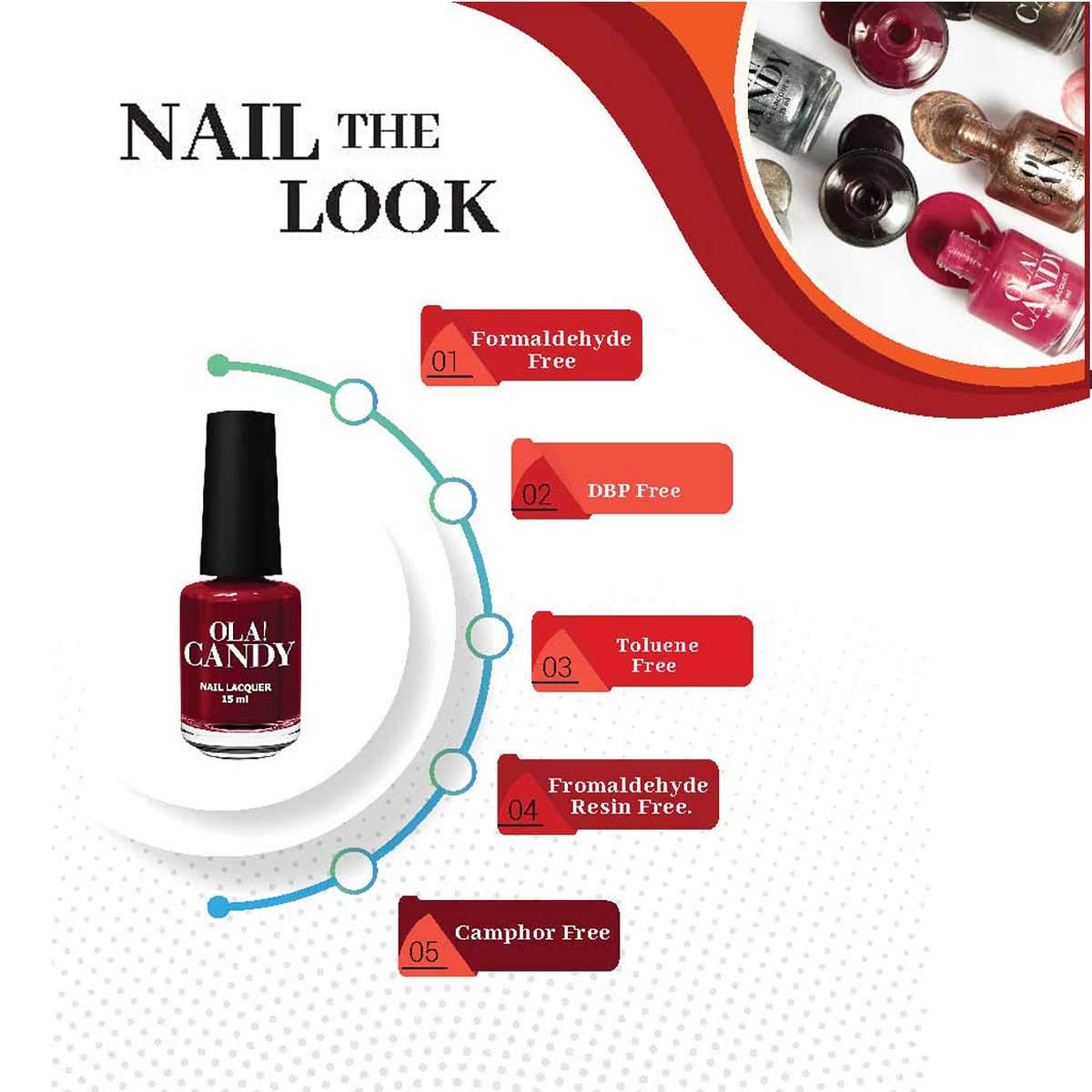 Candy Rush Ola! Coral Claws Nail Polish - 15ml Long Lasting High Shine Chip Resistant French Manicure Gel (1 Unit) - Perfect for Parties, Weddings & Special Occasions