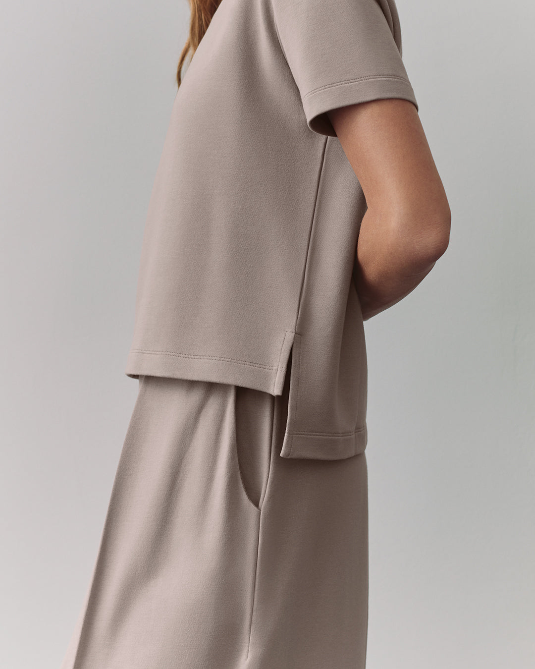French Terry Cropped T-Shirt for Women - Soft & Comfortable Short Sleeve Top - Perfect for Yoga, Workouts & Casual Wear