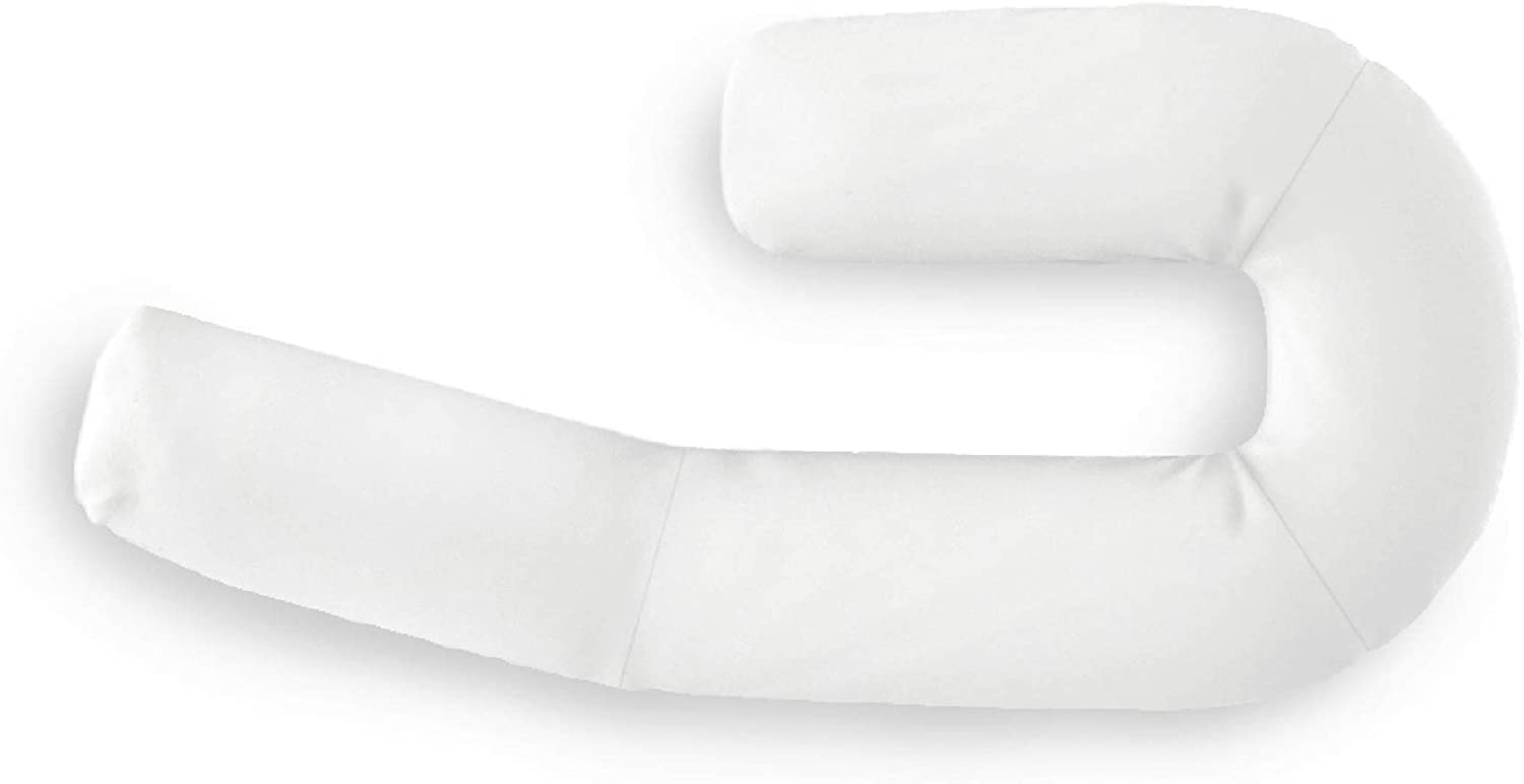 MedCline Therapeutic Full Length Body Pillow for Side Sleepers - Adjustable Shredded Memory Foam J-Shaped Pillow with Neck, Back & Hip Support - Removable Washable Cover (22