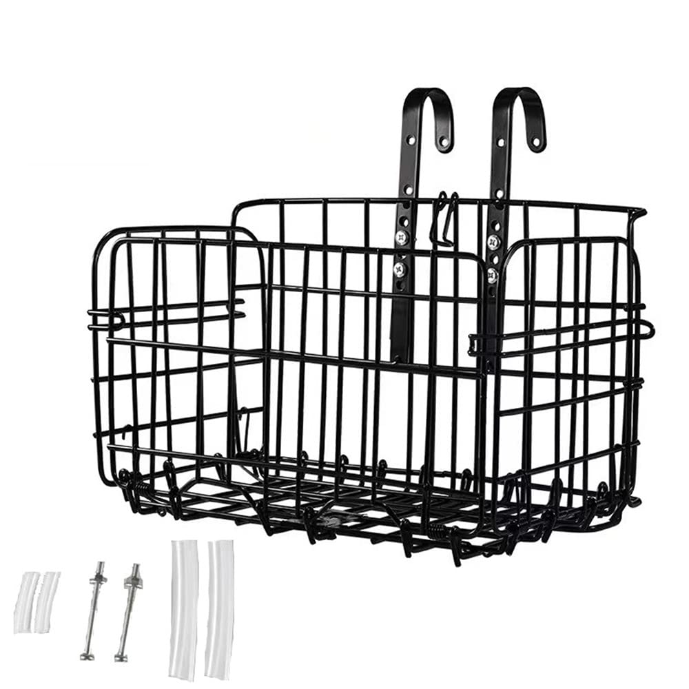 Foldable Metal Bike Basket - Front Handlebar & Rear Seat Frame Hanging Storage Basket with Detachable Bag | Perfect for Shopping, Commuting, Mountain Bikes & Outdoor Cycling Accessories | Great for Groceries, Picnics & Daily Rides