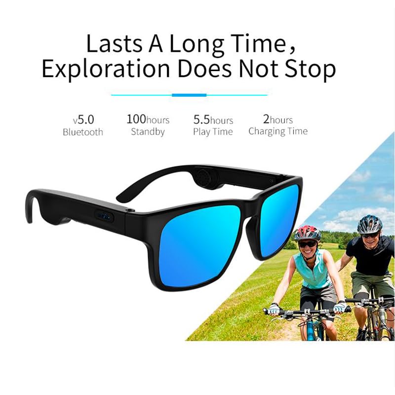 NMVB Smart Glasses with Bone Conduction Technology - Wireless Bluetooth 5.0 Stereo Headphones & Polarized Sunglasses - Compatible with Prescription Lenses - Perfect for Running, Cycling, and Outdoor Activities