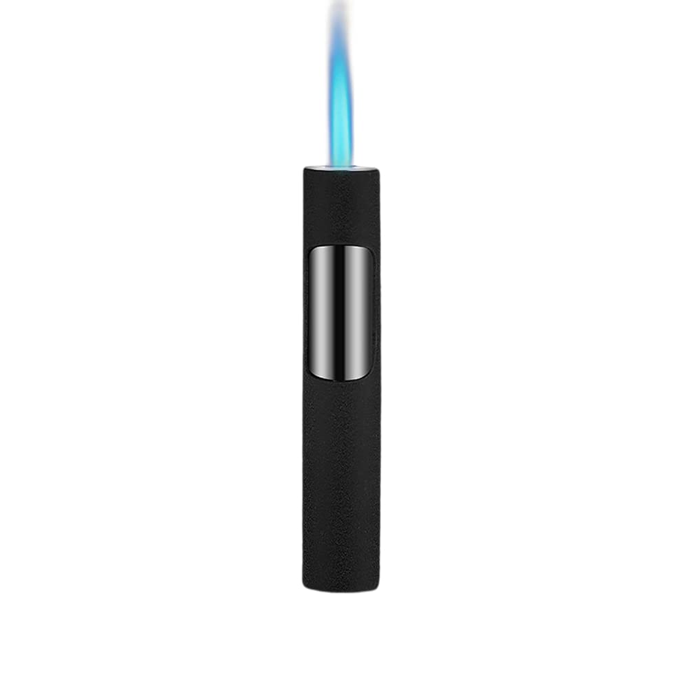 Refillable Butane Torch Lighter - Adjustable Jet Flame, Windproof Design with Dual Side Ignition for Grilling, BBQ, Candle Lighting, Fireplace & Camping (Gas Not Included, Black) - Perfect for Outdoor Cooking, DIY Projects & Home Use