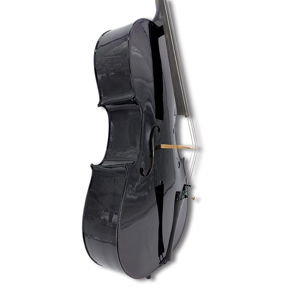 **Handmade 4/4 Acoustic Cello for Students, Beginners & Professionals – Solid Spruce Top, Maple Back – Includes Bag & Bow – 5-String Black Cello – Perfect for Practice, Performances & Orchestras**