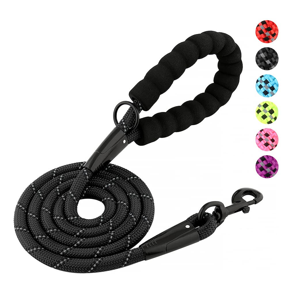 **Plutus Pet Heavy Duty Reflective Rope Dog Leash - Comfortable Padded Handle, Durable 4/5/6 FT Leash for Small, Medium & Large Dogs (1/2
