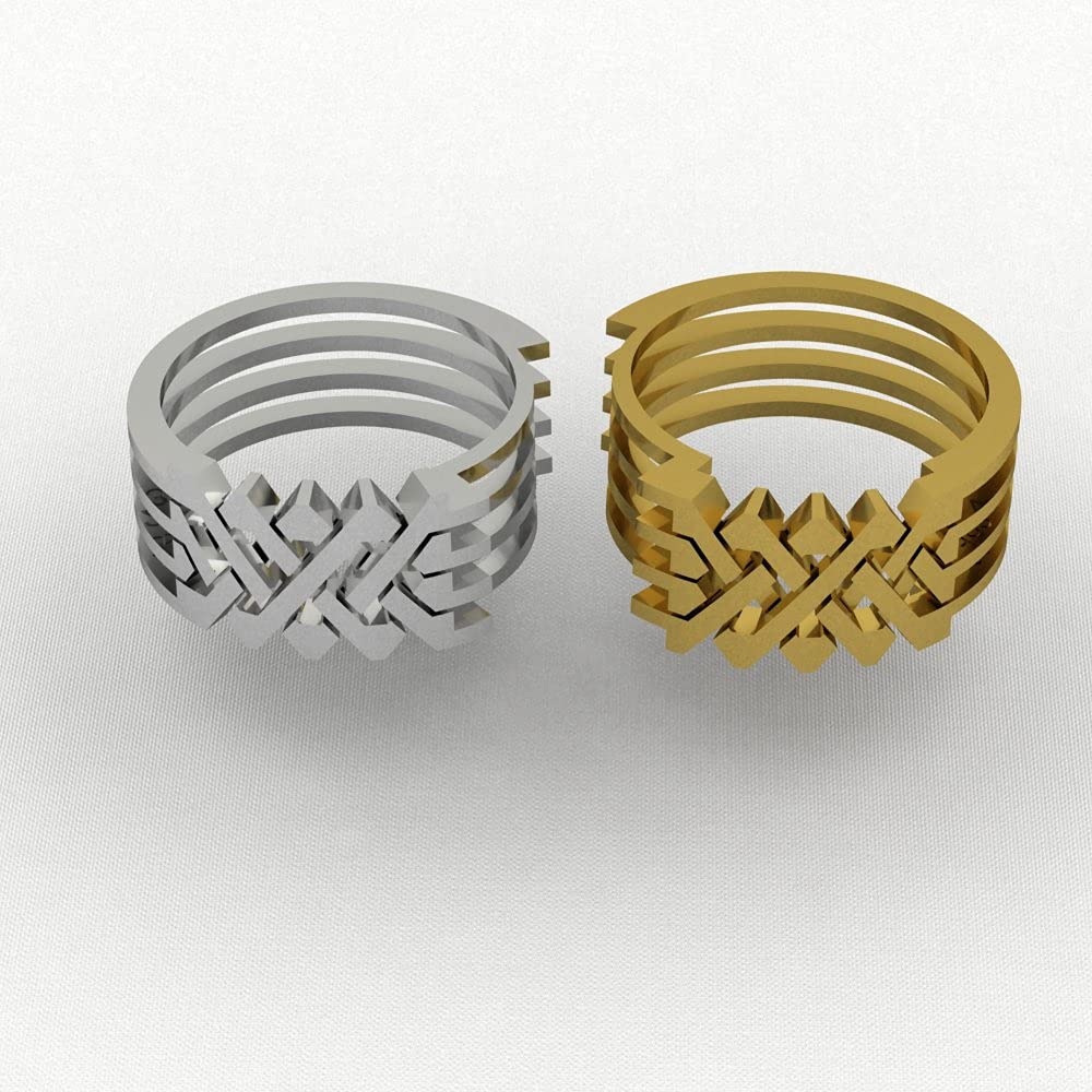 14K Gold Plated 925 Sterling Silver Dual Tone Puzzle Ring - Interlocking Knot Design for Women & Men - Perfect Gift for Him, Her, Dad - Available in All Sizes - Ideal for Anniversaries, Weddings & Special Occasions