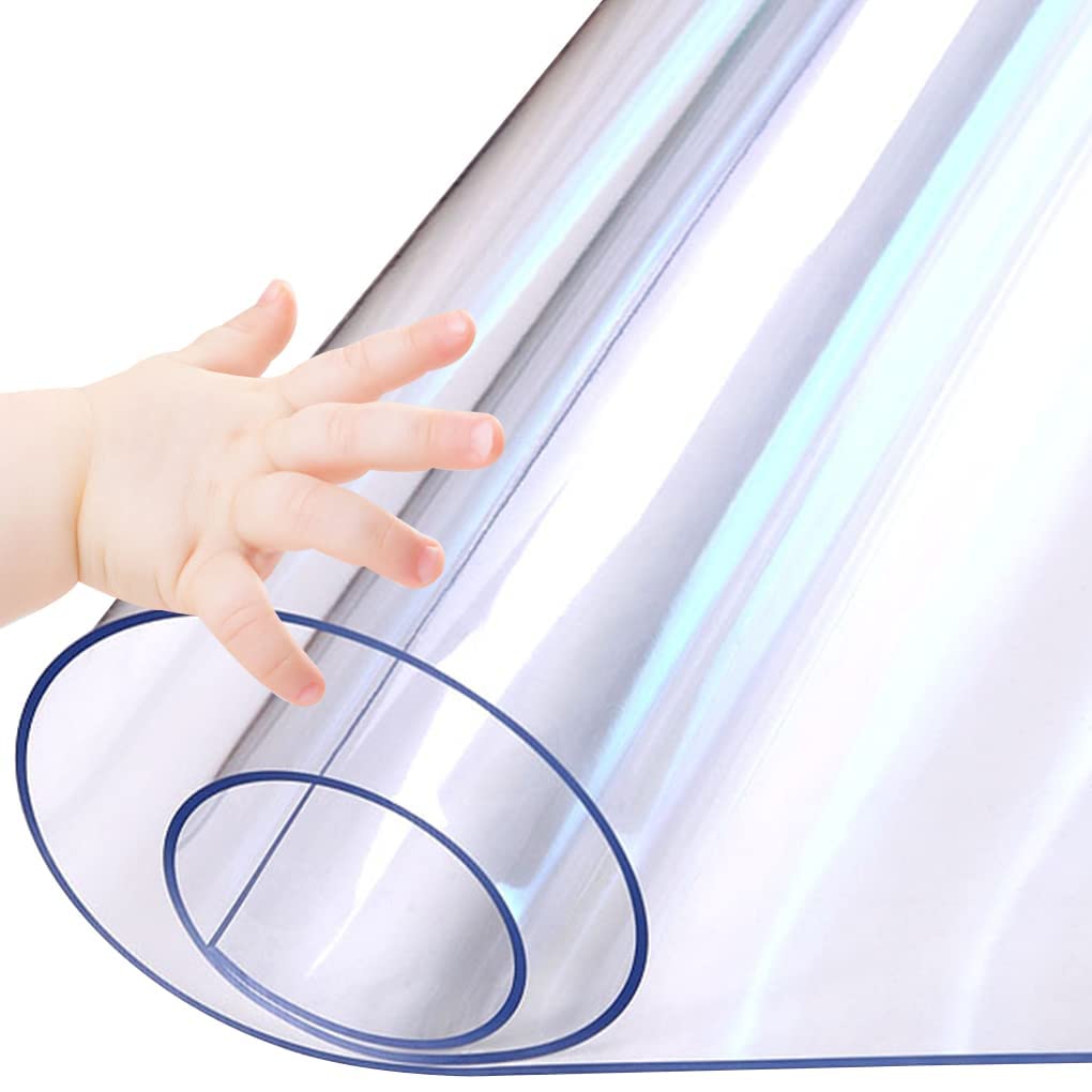 WanDeela 56 x 96 Inch Clear PVC Tablecloth - Waterproof Dining Table Protector, Desk Pad Mat for Wooden Furniture, Coffee Glass End, Sofa Bed Side Table Cover - Perfect for Home, Office & Restaurant Use
