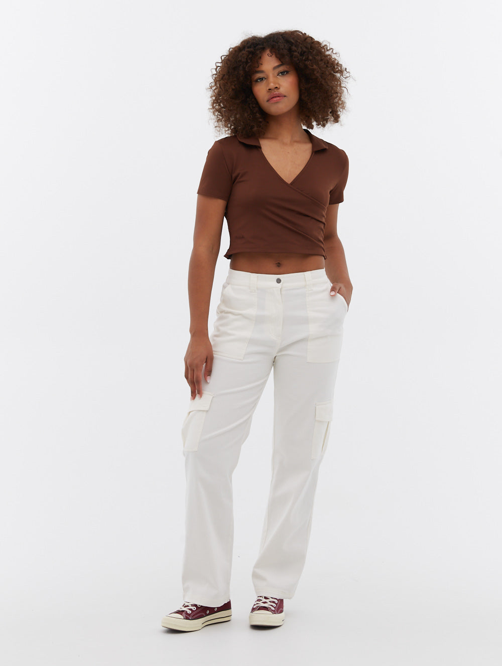 Stylish Constance Collared Wrap Crop Top for Women | Trendy Summer Blouse | Perfect for Casual Outings, Beach Vacations & Date Nights