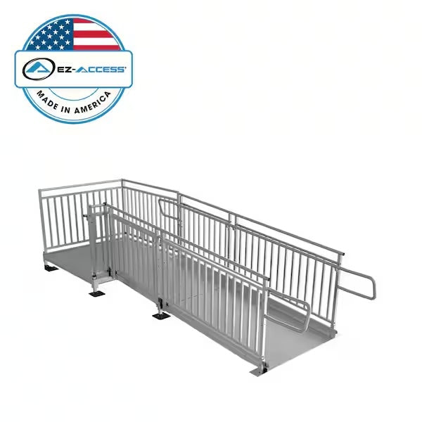 Pathway HD Modular Ramp System with Picketed Handrails - ADA Compliant Wheelchair Access Ramp for Home & Business Use - Durable Aluminum Construction for Indoor/Outdoor Accessibility Solutions