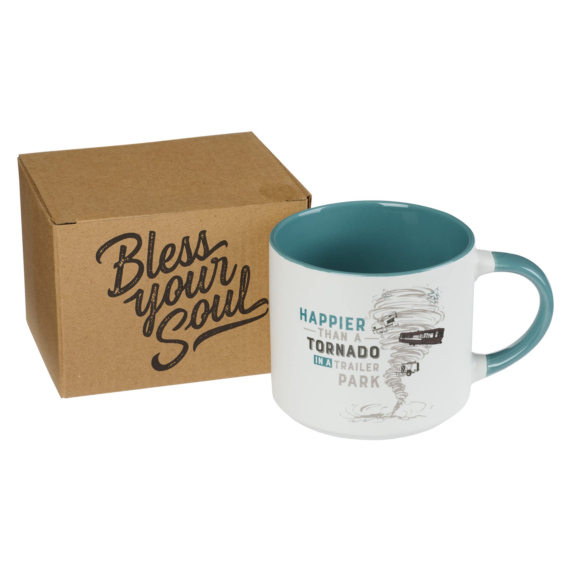 XL 15oz White Coffee Mug with Tornado in a Trailer Park Design - Funny Retro-Inspired Gift for Women, Men, Mom, Dad & Coworkers - Perfect for Birthday, Office & Home Use