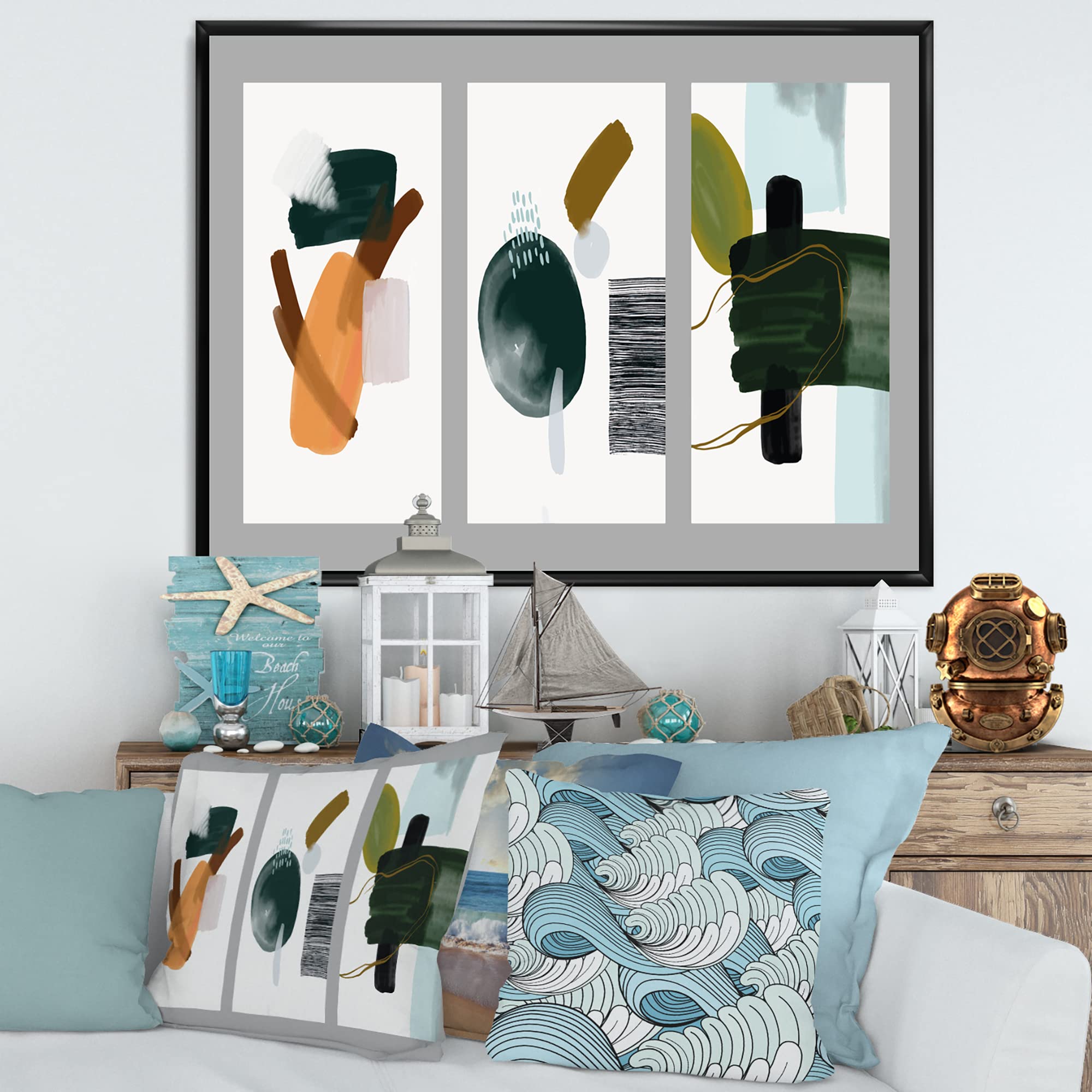 Minimalist Organic Shapes IV - Modern Framed Canvas Wall Art Print for Living Room, Bedroom & Office Decor