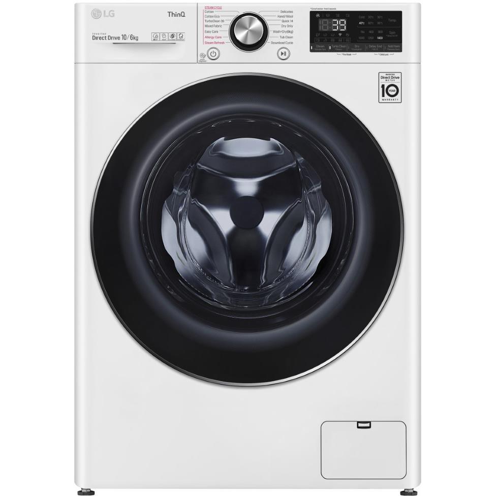 LG WVC9 1410W 10kg/6kg Front Load Washer Dryer Combo - Energy Efficient White Laundry Machine for Apartments & Small Homes | Perfect for Space Saving & Convenient Washing/Drying