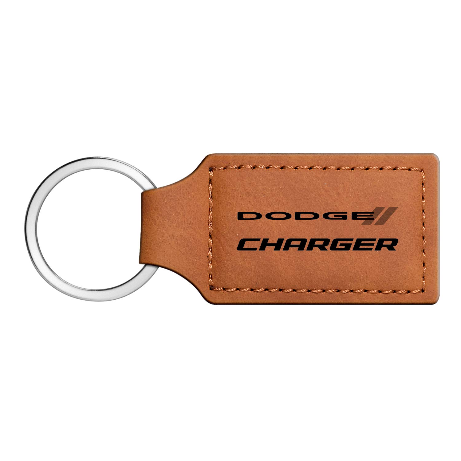 Dodge Charger Key Chain - Brown Rectangular Leatherette Key Fob for Dodge Vehicles | Perfect for Car Keys, Gift Ideas & Everyday Use
