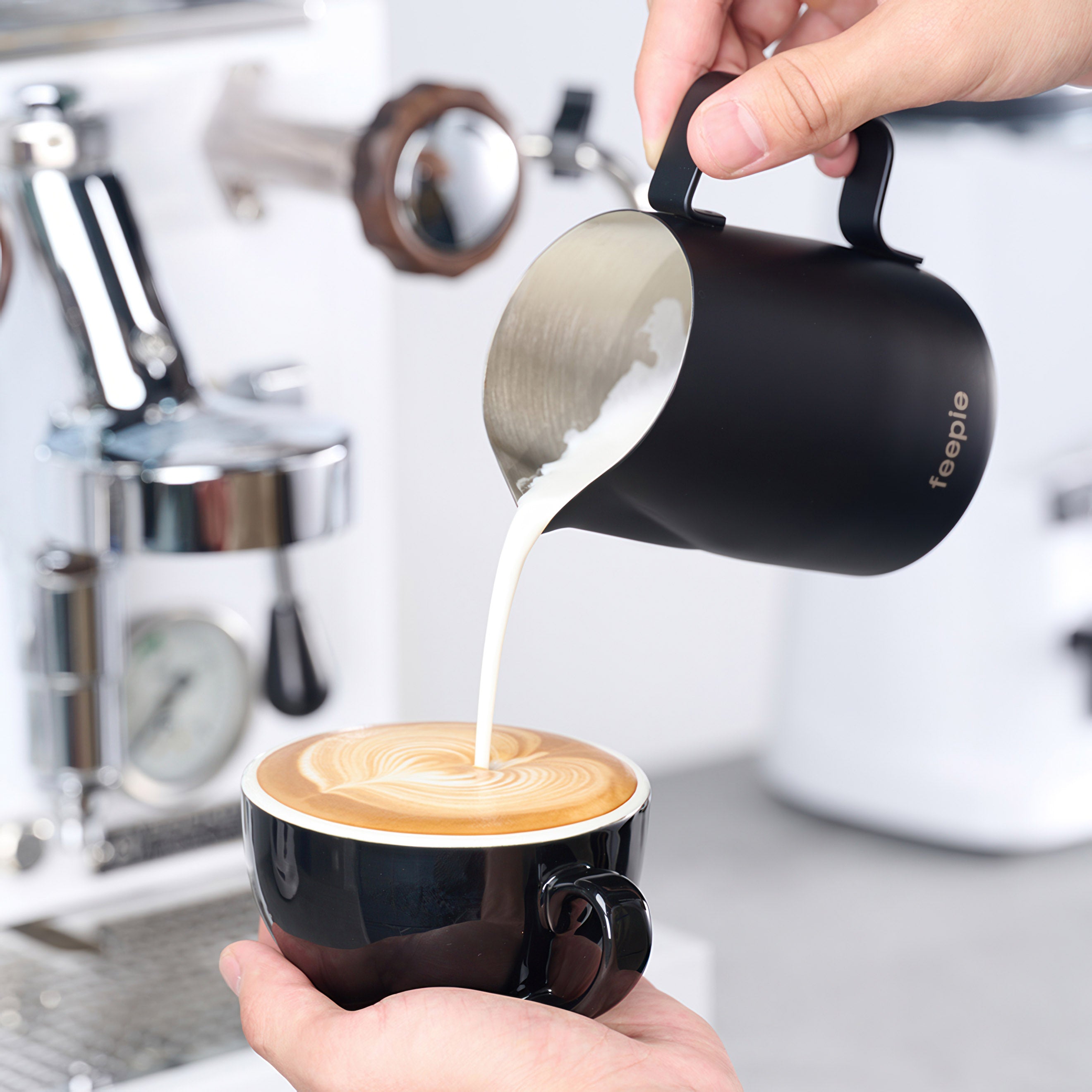 Premium Stainless Steel Beveled Spout Latte Art Milk Pitcher - Barista-Grade for Perfect Coffee Foam & Latte Designs - Ideal for Home & Professional Coffee Shops