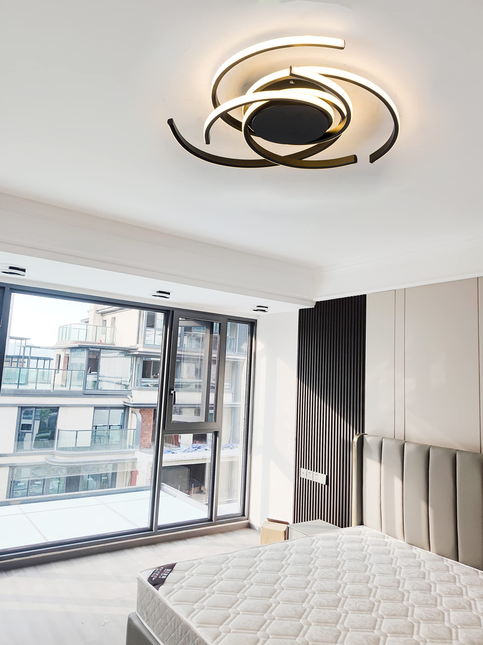 Modern Dimmable LED Ceiling Light with Remote Control - Acrylic Flush Mount Chandelier for Living Room, Dining Room & Bedroom | Energy-Efficient Flower Design Hanging Lamp for Home Decor & Ambient Lighting
