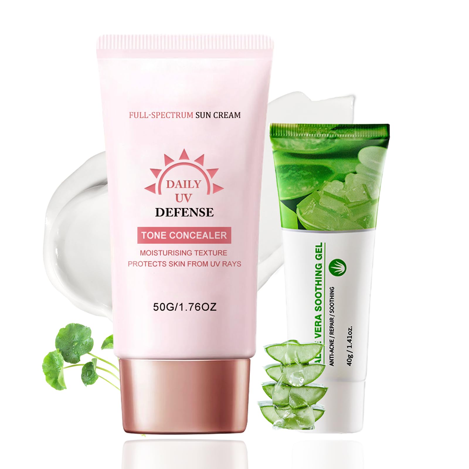 Centella Asiatica Sunscreen Moisturizer SPF 50+ - Broad Spectrum Face Sunscreen with Lightweight Waterfull Serum - Tone Up, Sweatproof & Non-Greasy Formula for Daily Use - Suitable for All Skin Types (Sensitive, Oily, Dry) - Perfect for Outdoor Activities, Beach Days & Everyday Sun Protection