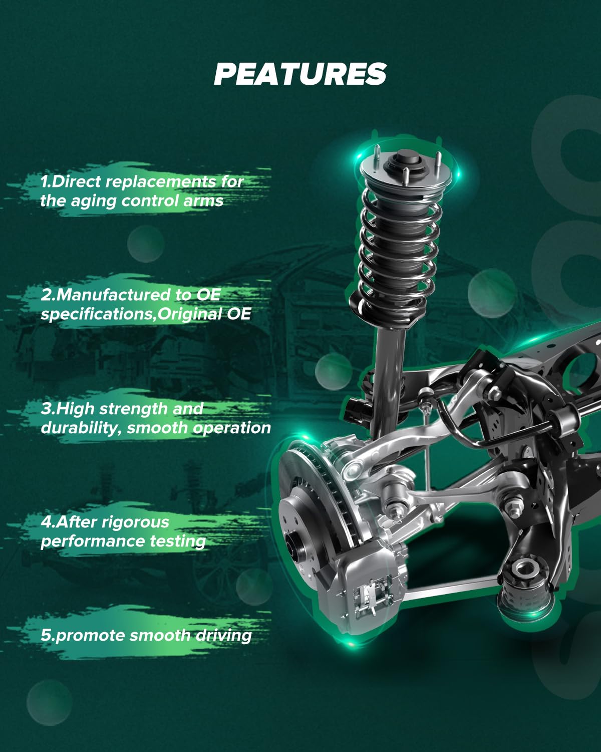 SCITOO 6-Piece Suspension Kit for Dodge Ram 1500 - Rear Sway Bar End Links, Front Strut Spring Assembly, 2.5