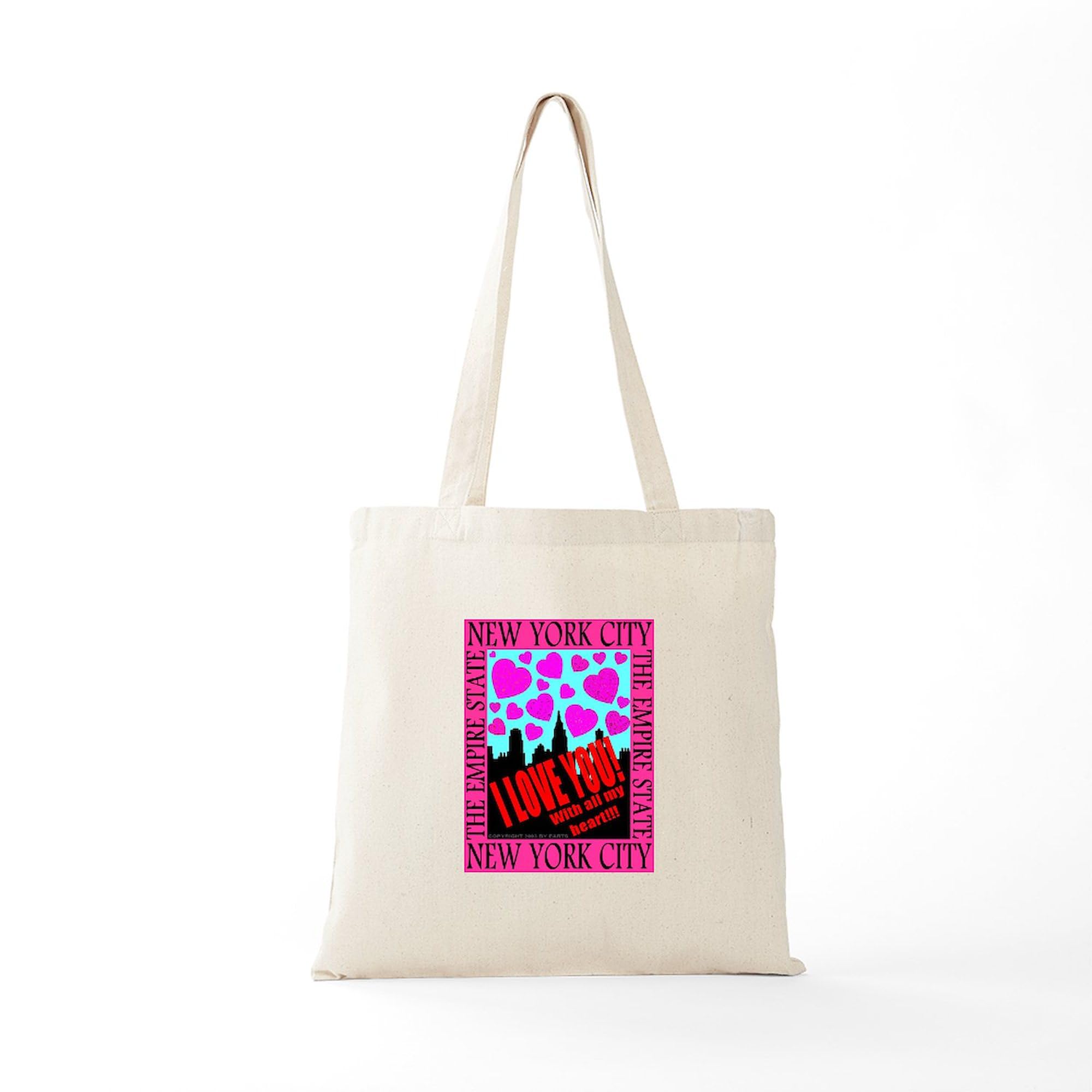 New York City I Love You Tote Bag - Natural Canvas Reusable Shopping Bag for Groceries, Beach & Travel | Eco-Friendly Cotton Tote with Long Handles
