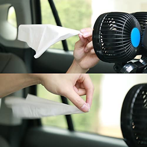 12V Dual Head Car Fan - Adjustable Cooling for Pets & Rear Passengers | 360° Rotating Vehicle Fan for Summer Travel & Road Trips | Compact Car Accessory for Hot Weather Comfort