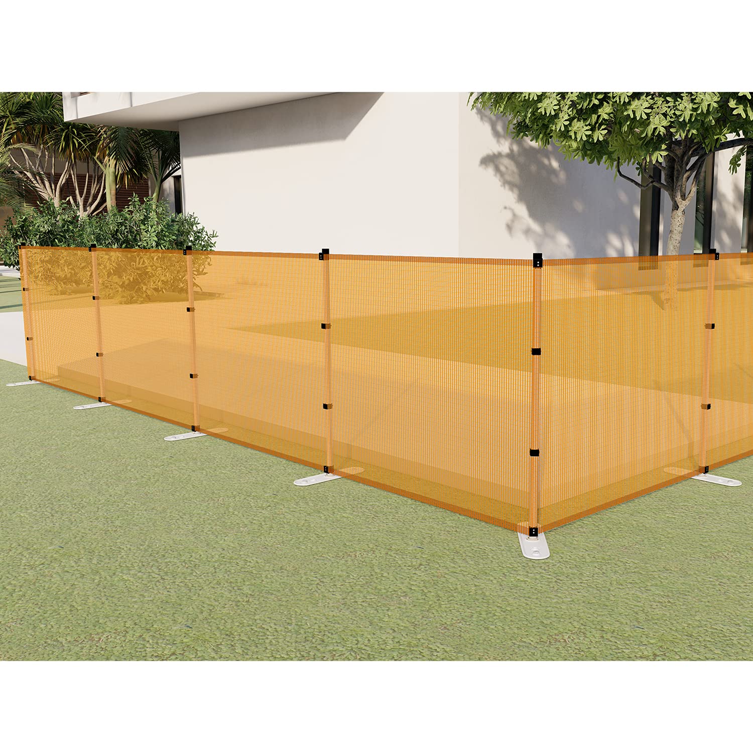 PATIO Portable Outdoor Mesh Fence - 4'x24' Orange Safety Barrier for Backyard, Garden & Yard | Removable Temporary Fencing with Posts | Ideal for Dog Containment & Chicken Protection | Perfect for Outdoor Events, Pool Safety & Pet Play Areas