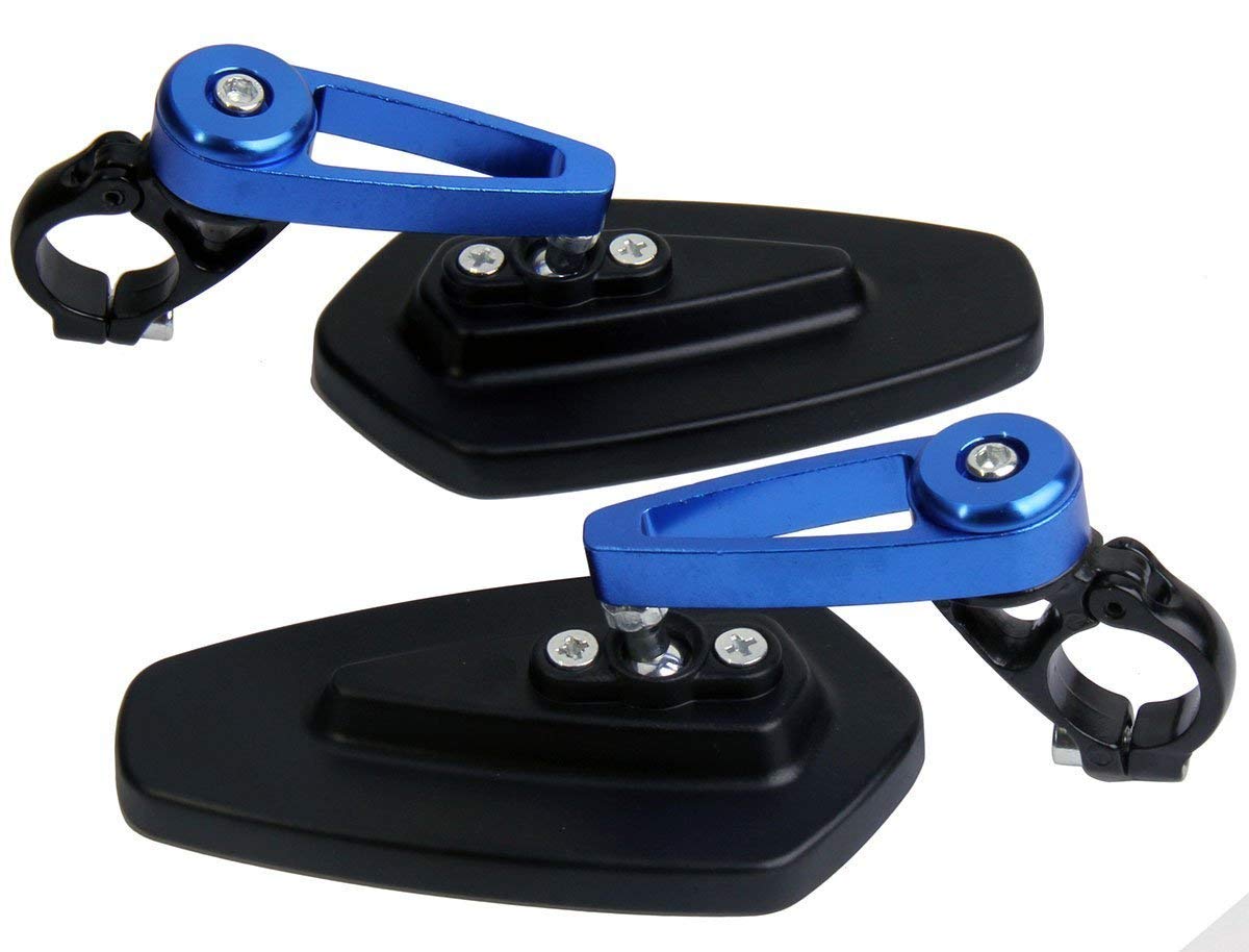 Black Arrow Bar End Mirrors with Blue Stem - Compatible for 2015 Yamaha YZF R3 Motorcycle - Enhance Safety & Style for Street & Track Riding