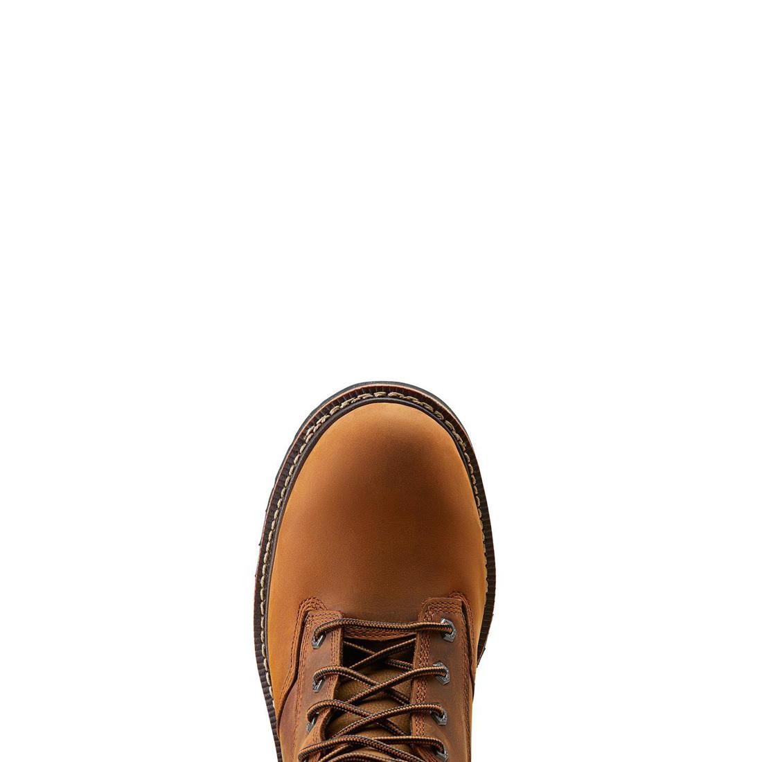 Logger Shock Shield Soft Toe Waterproof Work Boots for Men - Copper Brown - Ideal for Construction, Hiking & Outdoor Activities