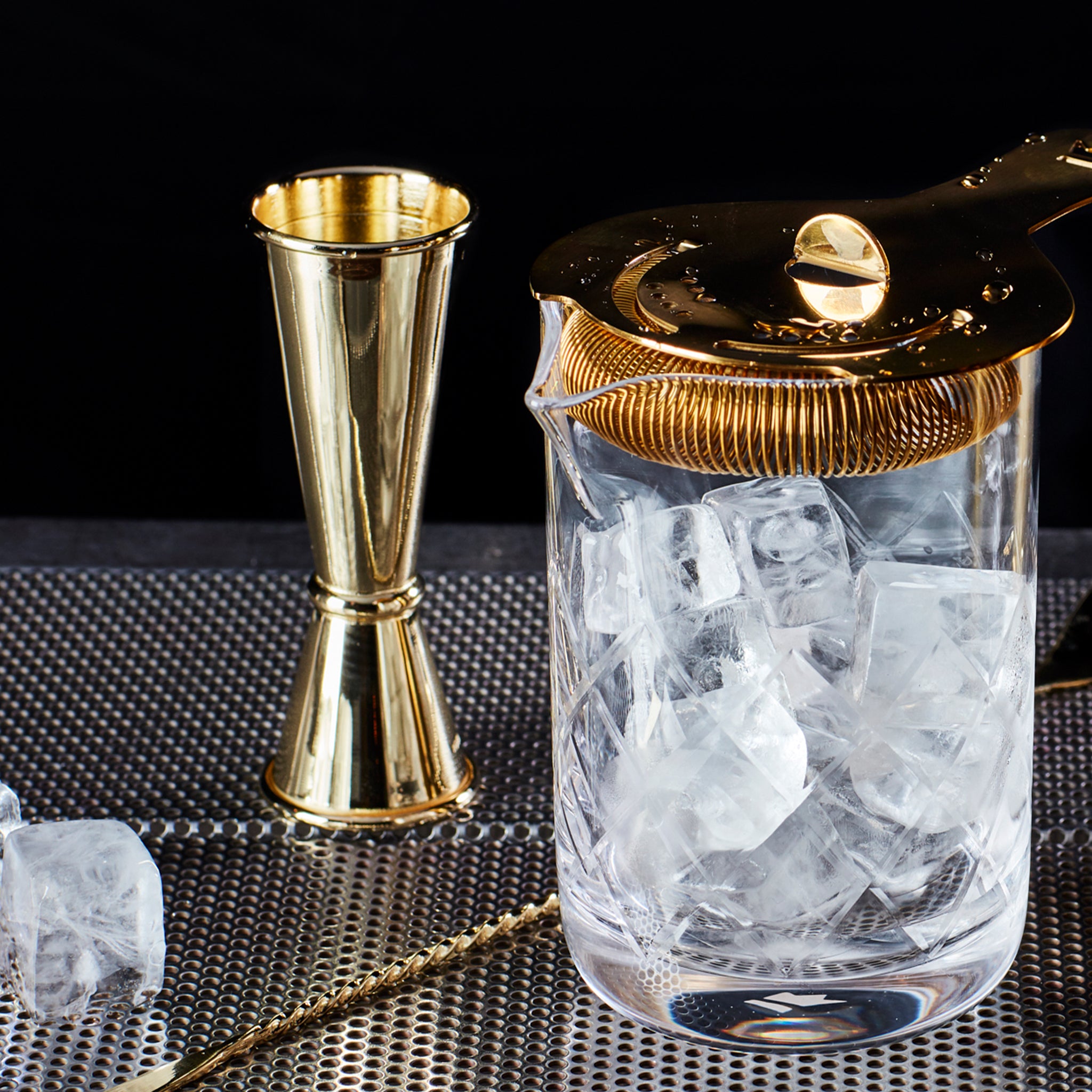 Premium Japanese Style Gold Plated Jigger - 1oz & 2oz Dual Measuring Cup for Cocktails, Bartending, and Home Bar Use