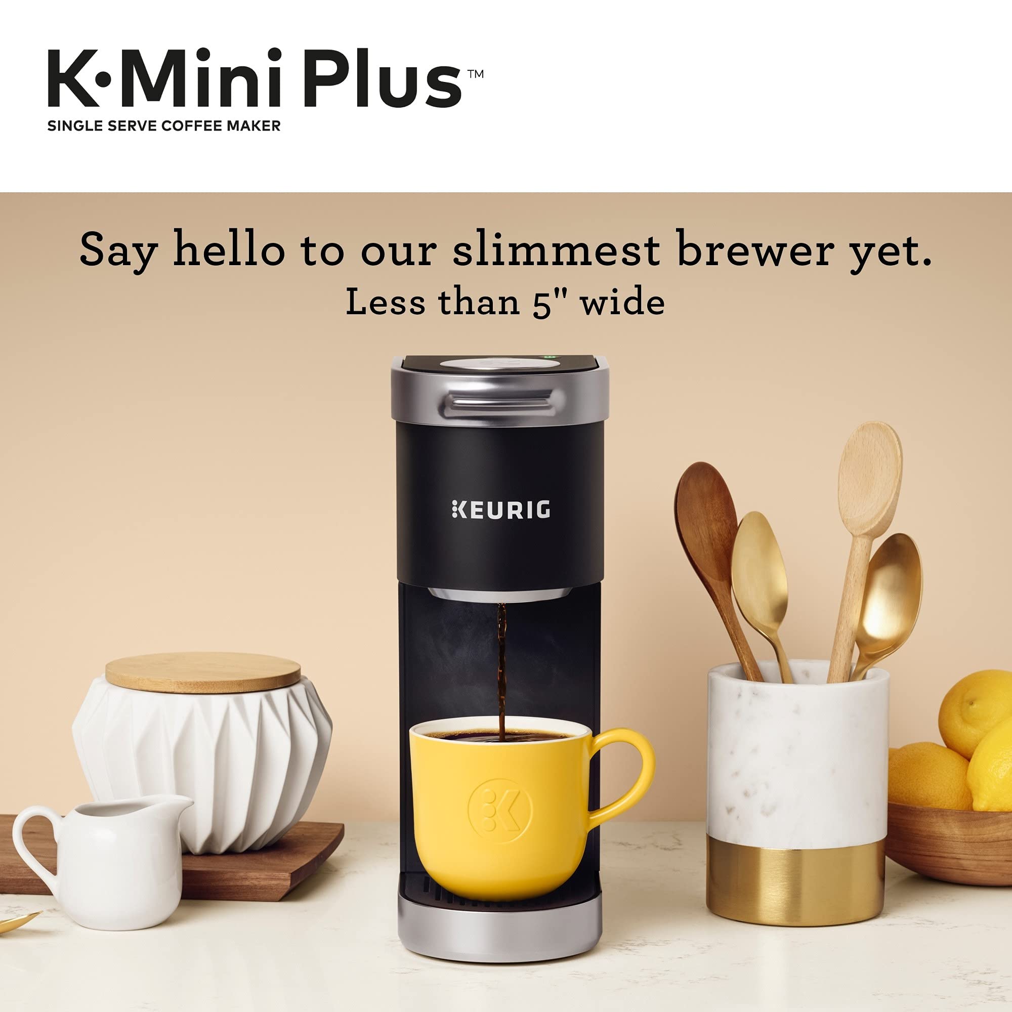 Keurig K-Mini Plus Single Serve Coffee Maker with 32 Newman's Own Organics Special Blend K-Cup Pods - Compact Design for Home, Office & Dorm Use