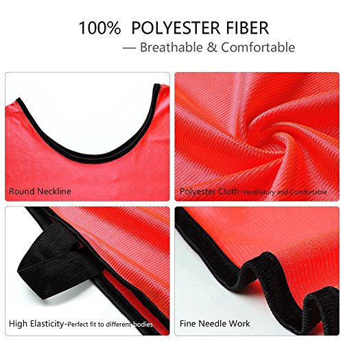 12 Pack Breathable Scrimmage Vests for Adults - Reversible Football Training Bibs for Soccer, Basketball & Volleyball Practice - Lightweight Mesh Pinnies for Team Sports & Outdoor Drills