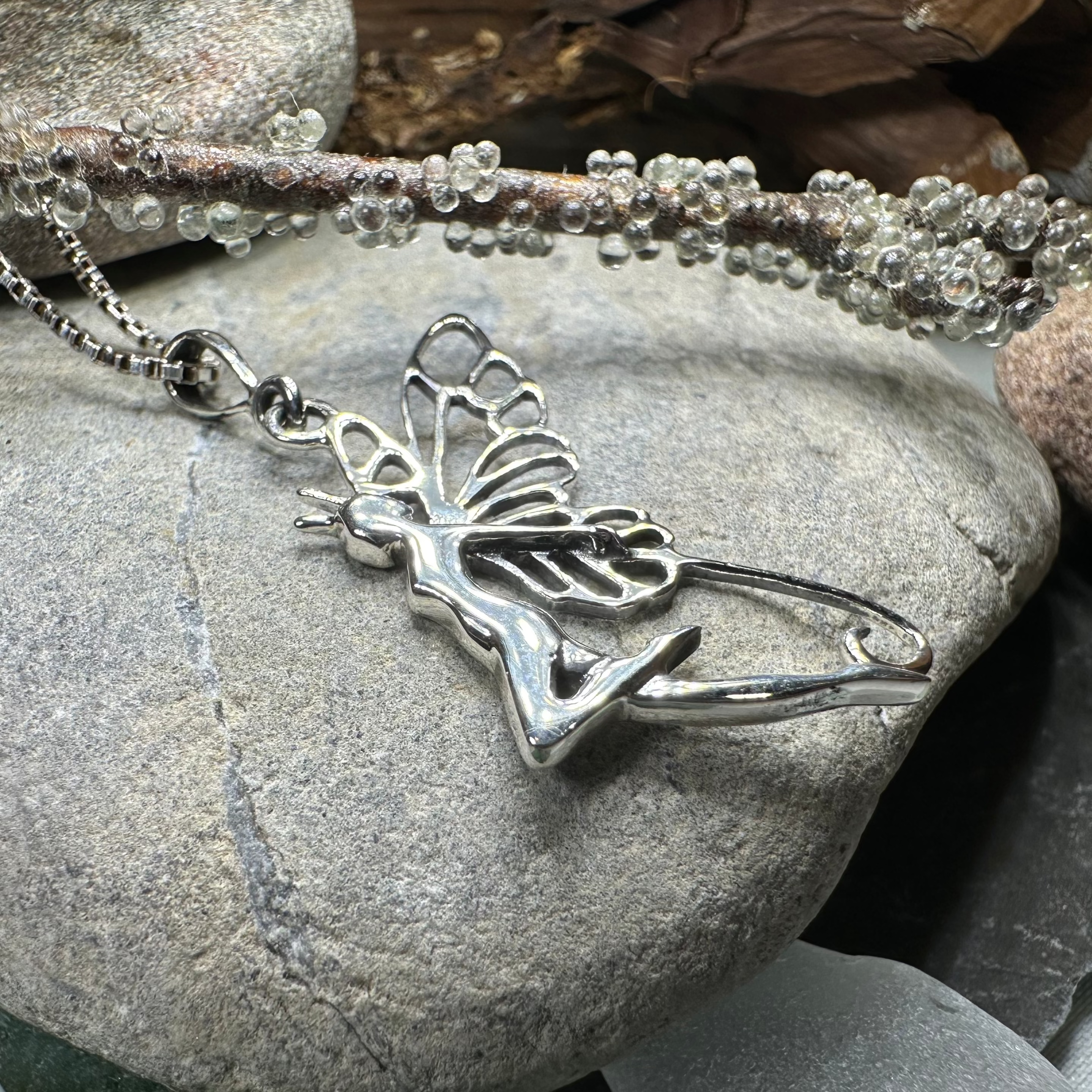 Celtic Meadow Fairy Necklace - Handmade Sterling Silver Fairy Pendant with Enamel Details | Perfect for Nature Lovers, Fantasy Jewelry Gift for Women & Teens | Wear to Festivals, Ren Faires & Boho Outfits