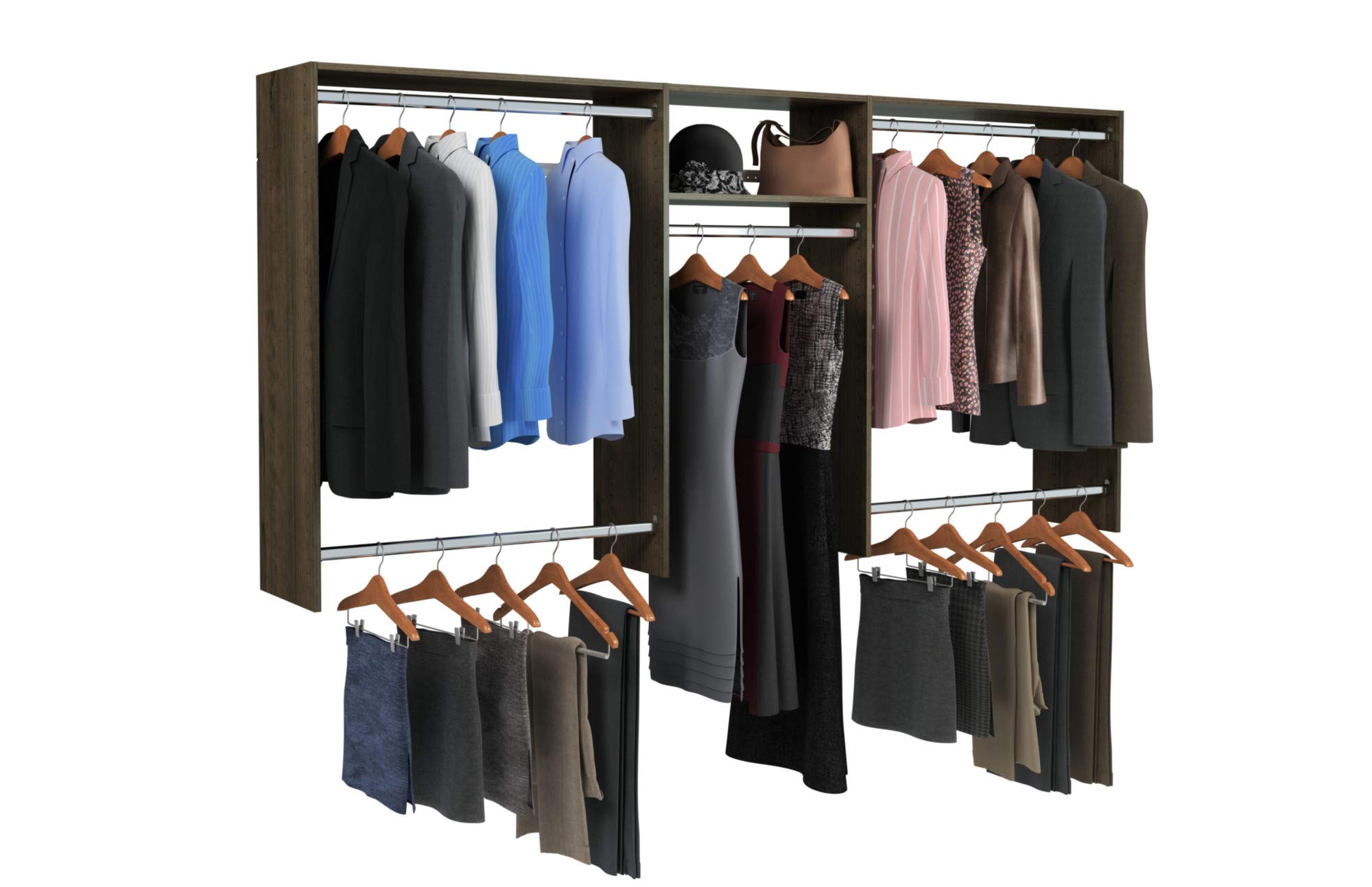 Easy Track OK1448-T 4'-8' W Basic Hanging Closet Organizer Kit - Easy to Assemble, Truffle Color | Perfect for Bedroom, Walk-in Closet & Small Space Storage Organization