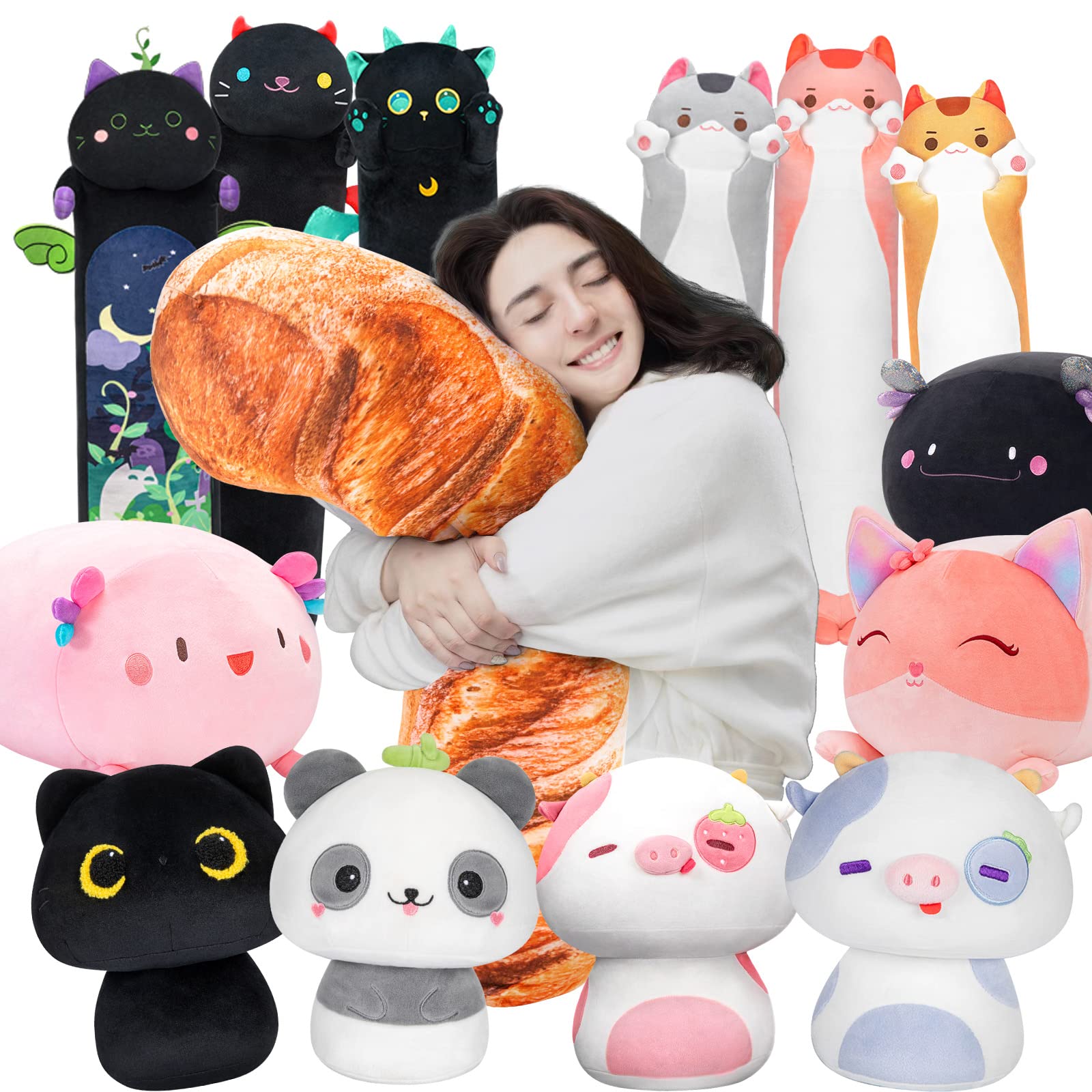 3D Simulation Bread Plush Pillow - Soft Butter Toast Body Pillow, Lumbar Support Cushion, Baguette-Shaped Stuffed Toy Gift for Kids & Adults (44 Inches) - Perfect for Home Decor, Office Comfort & Anime Cosplay
