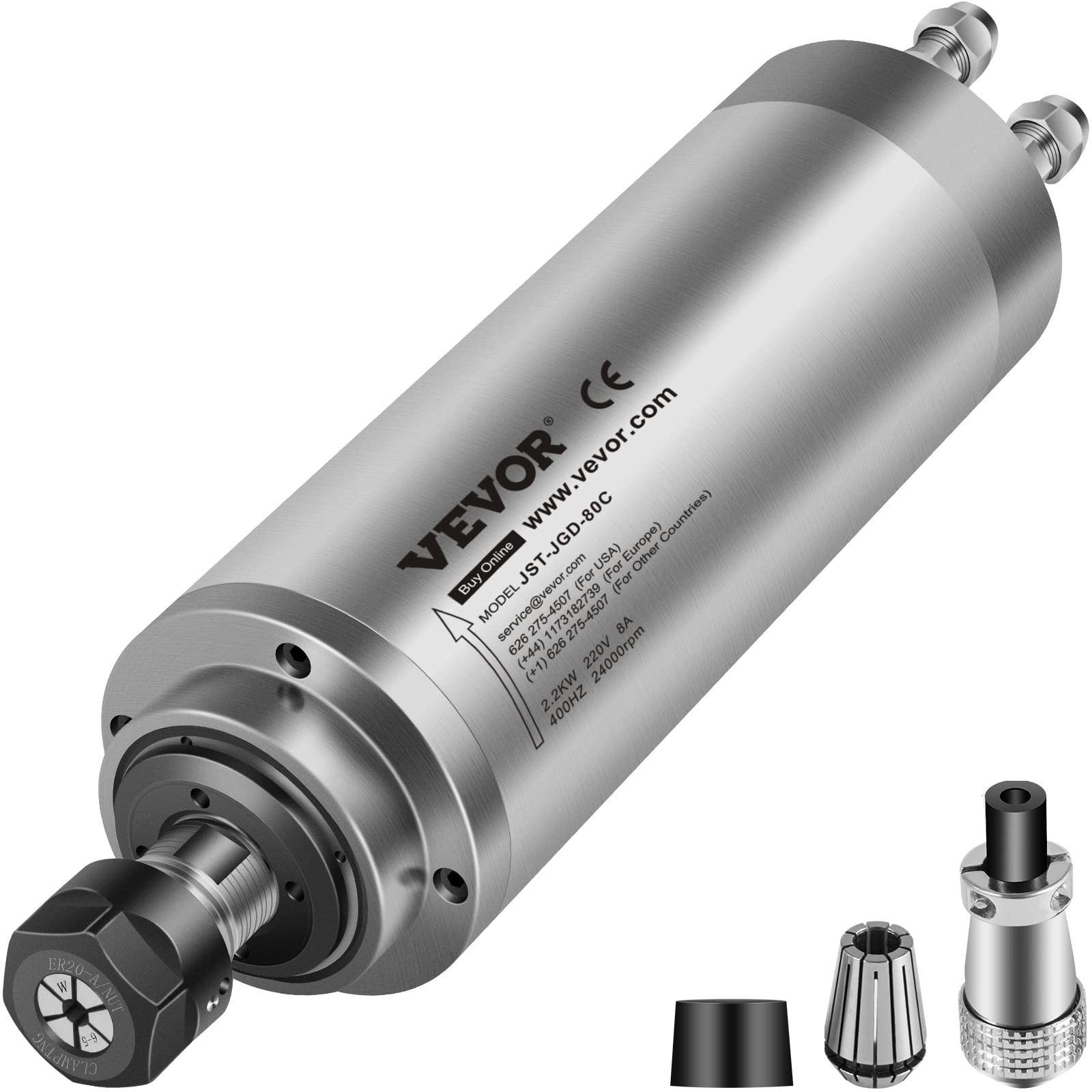 2.2KW Water Cooled CNC Spindle Motor Kit for Router, Engraving & Milling Machines - High Precision CNC Spindle for Woodworking, Metal Cutting & DIY Projects