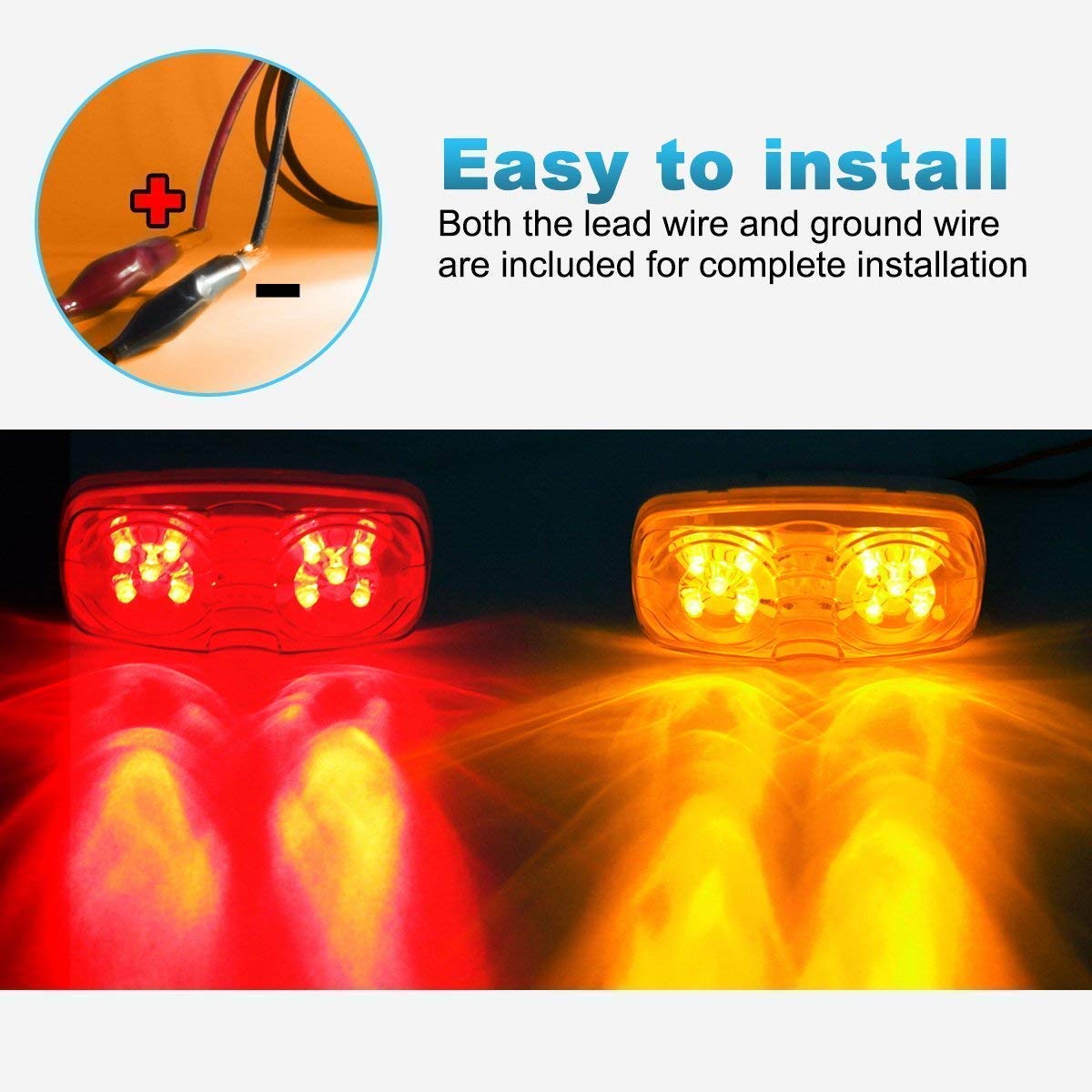 Partsam 14Pcs LED Camper Trailer Lights Kit - Double Bullseye LED Marker Lights & Slim Dual-Sided LED Fender Lights for Driver/Passenger Side | Waterproof RV, Boat, Truck Lighting for Night Safety & Visibility
