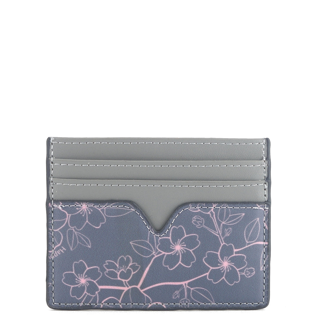 Meilany Ke'olu Sakura Grey Card Holder Wallet - Slim RFID Blocking Credit Card Case for Women - Perfect for Everyday Use, Travel & Business