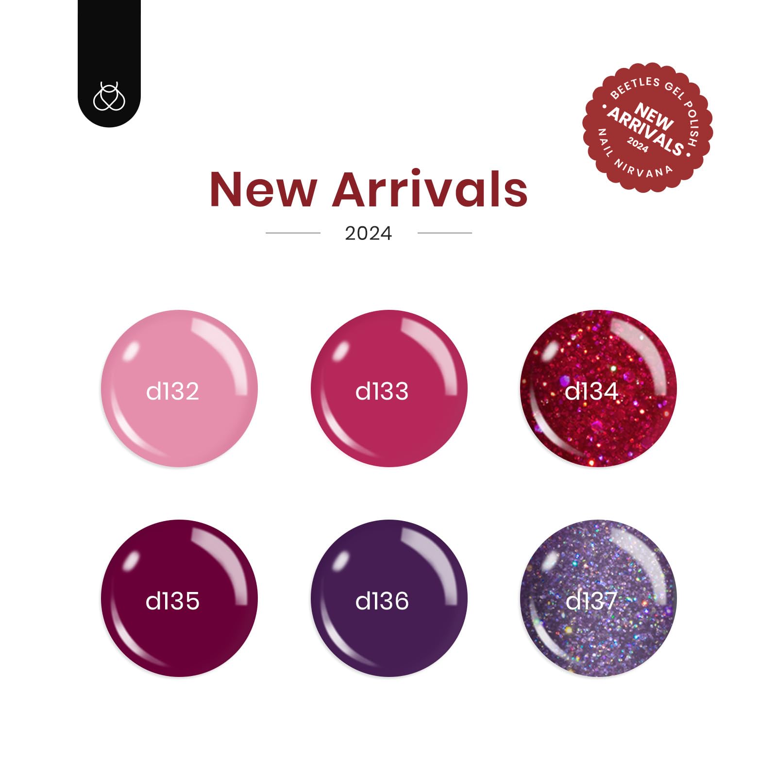 Beetles Gel Nail Polish Set - 6 Colors (Peach, Pink, Purple, Burgundy, Red Glitter) Ruby Sonatas Collection | Soak Off UV/LED Cured Nail Art Polish for Women | DIY Manicure at Home | Perfect for Parties, Weddings & Special Occasions