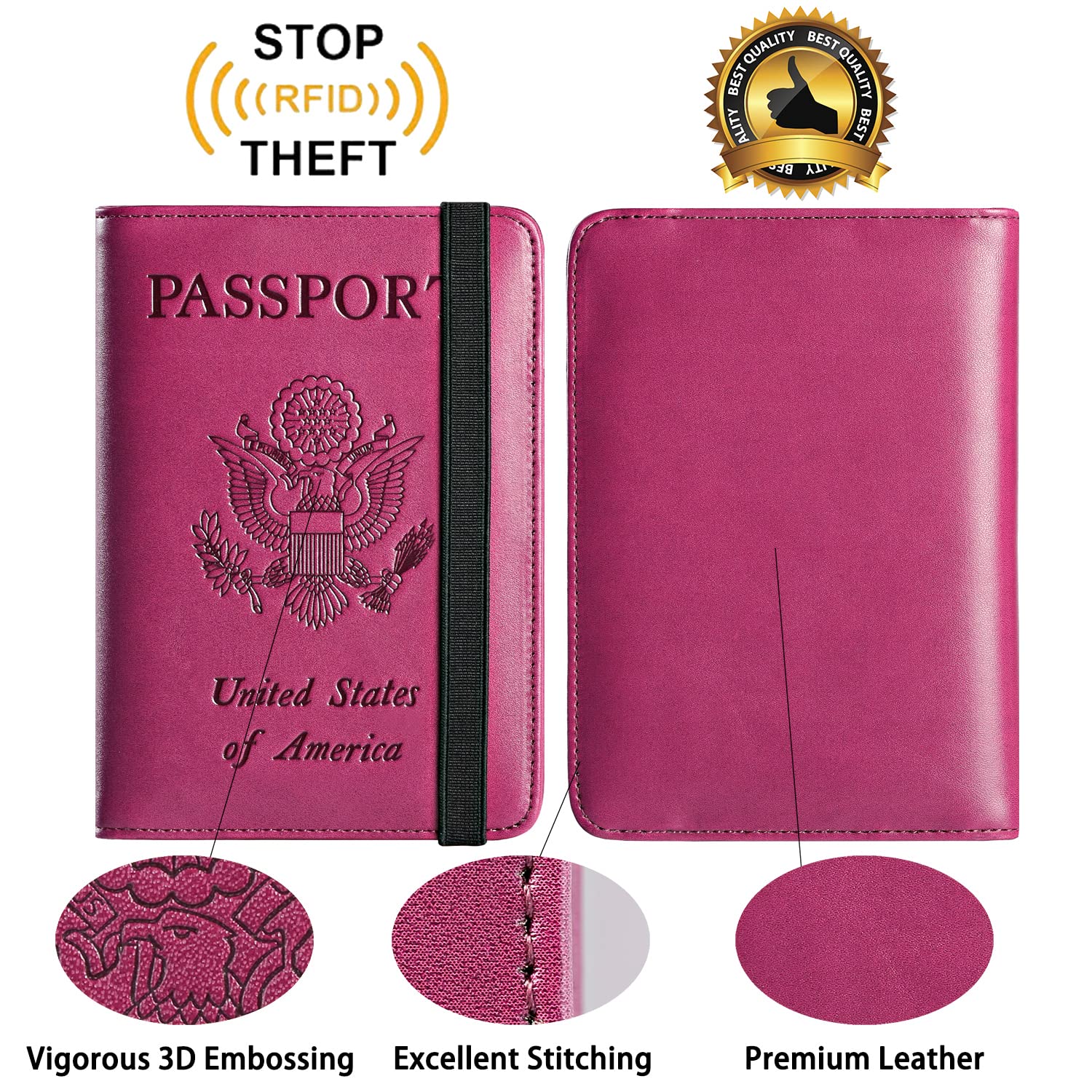 Premium RFID Blocking Leather Passport Holder & Travel Wallet - Secure Card Case for Women & Men (Purple) | Perfect for International Travel, Business Trips & Daily Commute