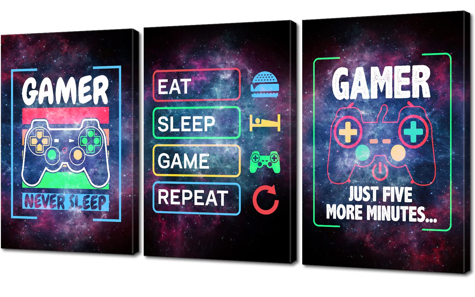 3-Piece Gaming Room Decor Set - Video Game Posters & Wall Art for Boys (20''Wx28''H) - Perfect for Gamer Bedroom, Man Cave, or Game Room Wall Decor