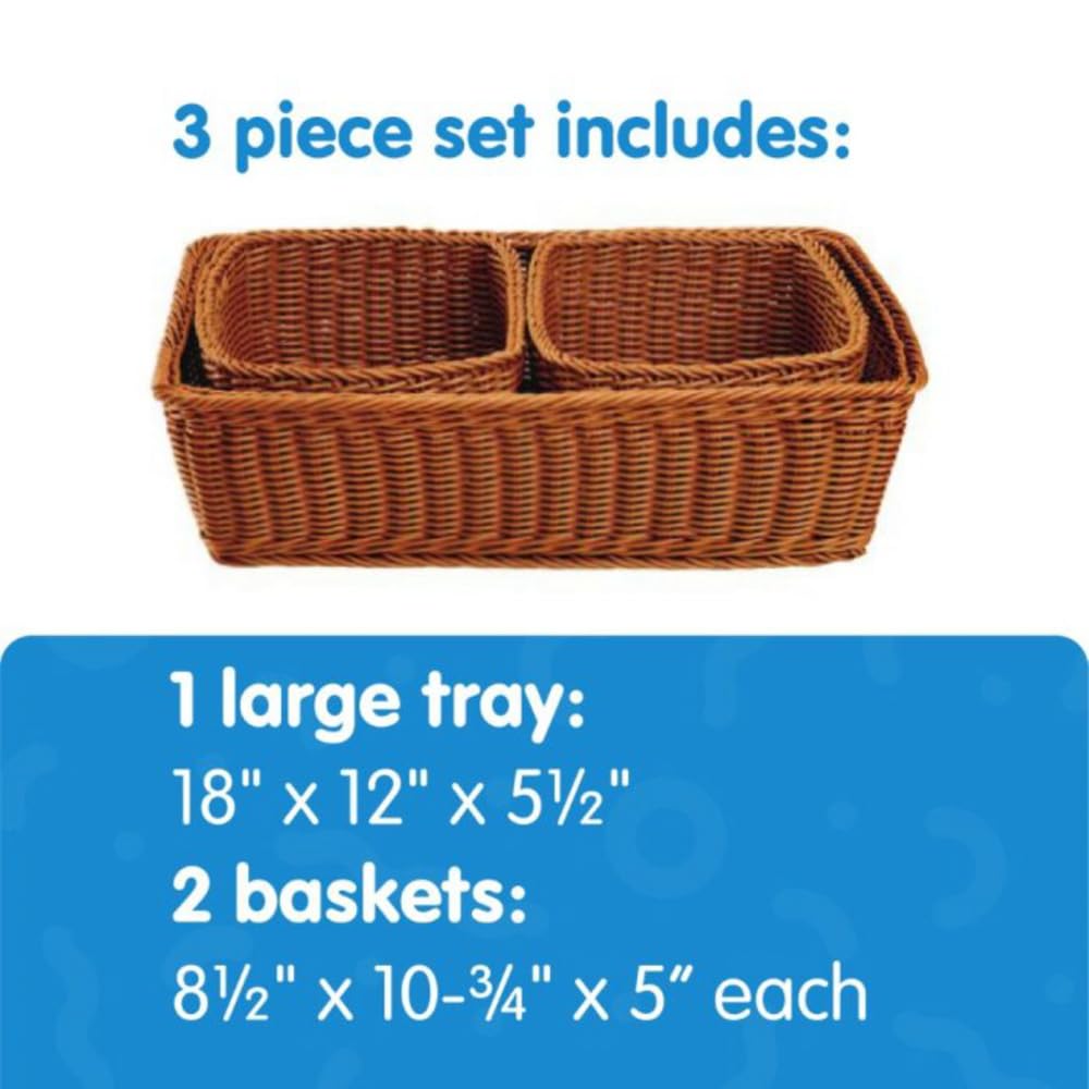 Eco-Friendly Washable Tray & Storage Baskets Set - Foldable Organizer for Home, Office & Nursery - Perfect for Toys, Books & Household Items