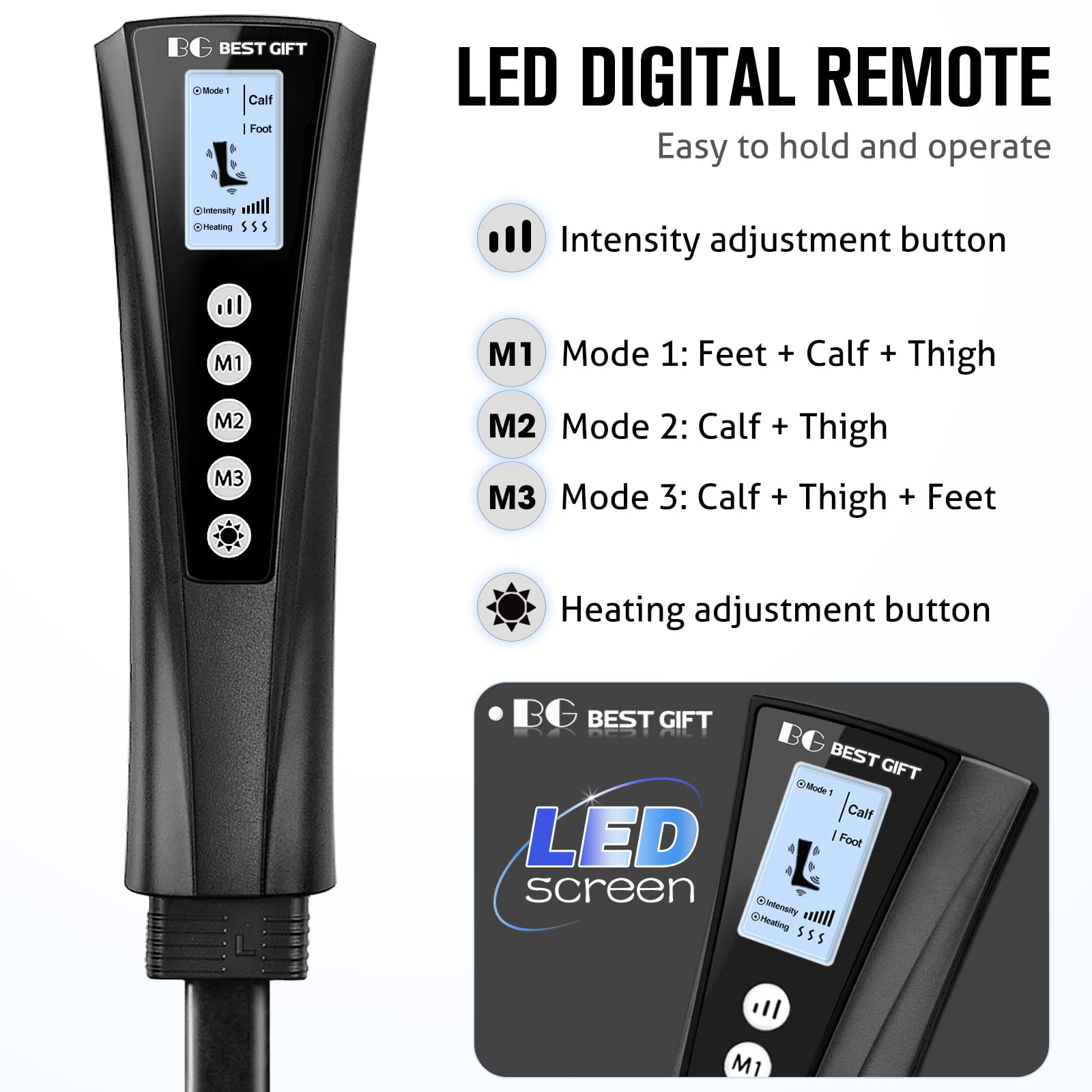 Premium Air Compression Leg Massager with Heat - Best Gift for Men, Women, Parents & Loved Ones - Relieves Muscle Fatigue in Feet, Legs, Calves, Thighs & Knees - Perfect for Christmas, Mother's Day, Father's Day - Ideal for Home Use, Office Relaxation & Post-Workout Recovery