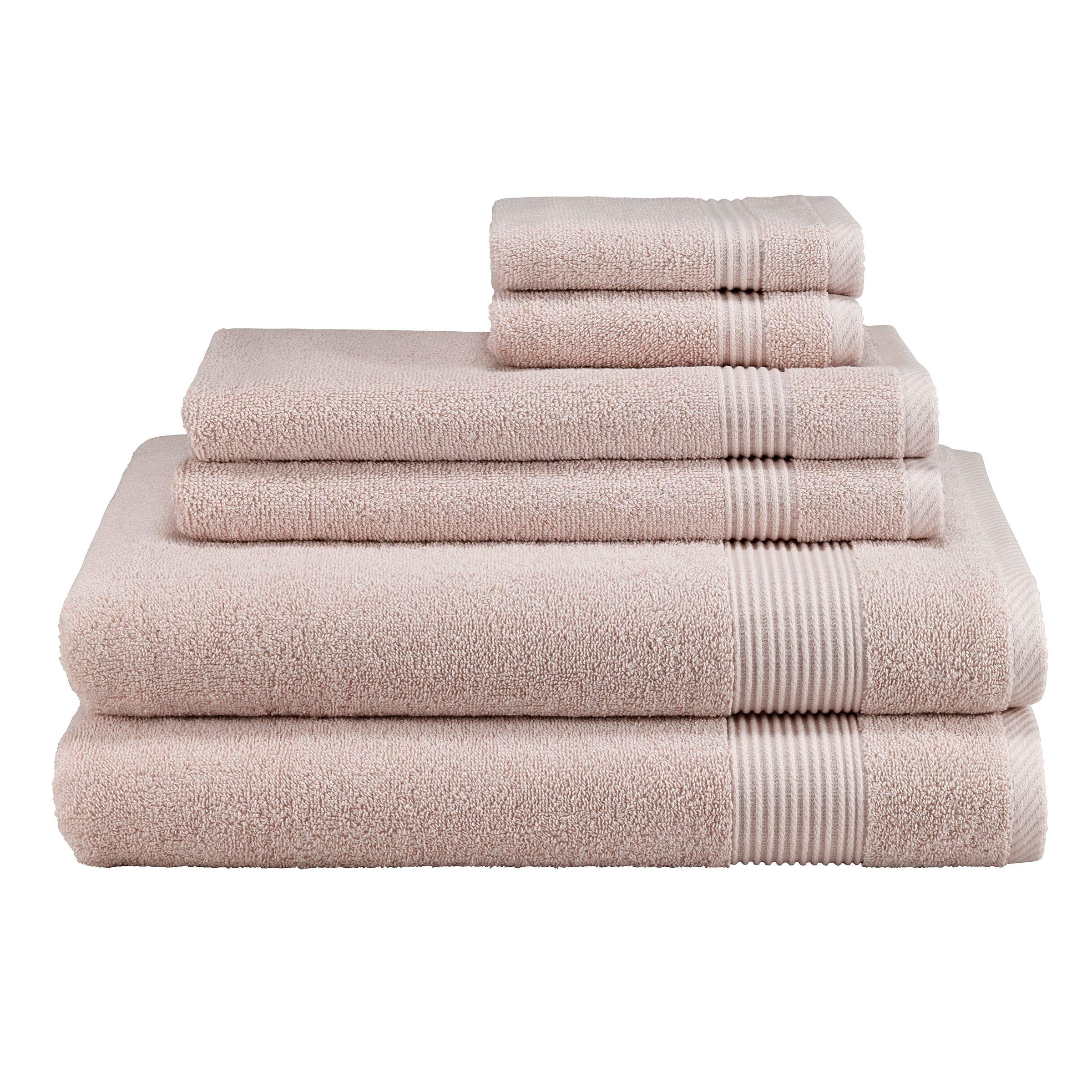 Avanti Linens 6-Piece Solid Color Bath Towel Set - Soft & Absorbent Cotton Towels in Pink | Perfect for Bathroom, Spa, and Luxury Home Decor