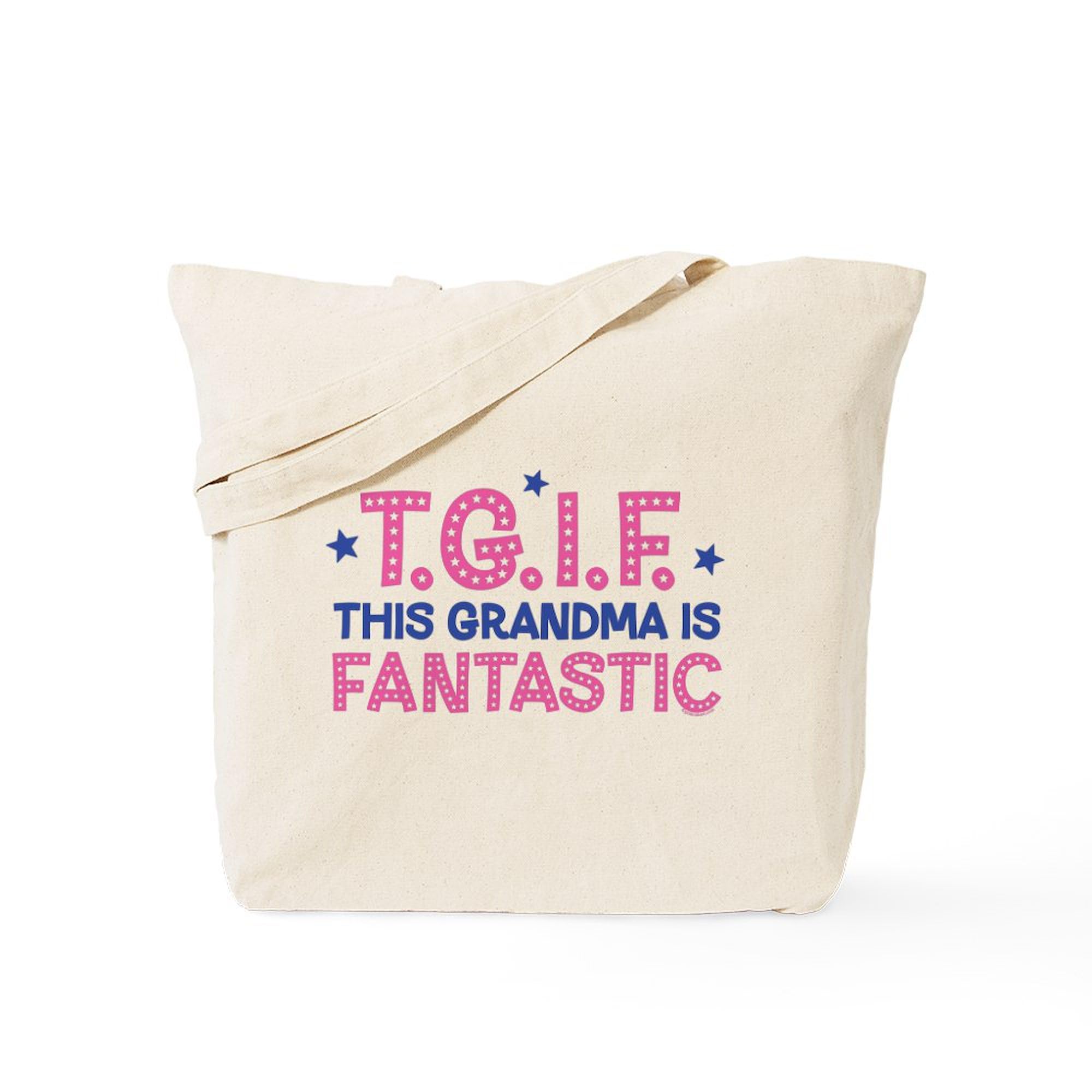 TGIF Fantastic Grandma Tote Bag - Natural Canvas Reusable Shopping Bag for Women - Perfect for Groceries, Beach Trips & Everyday Use