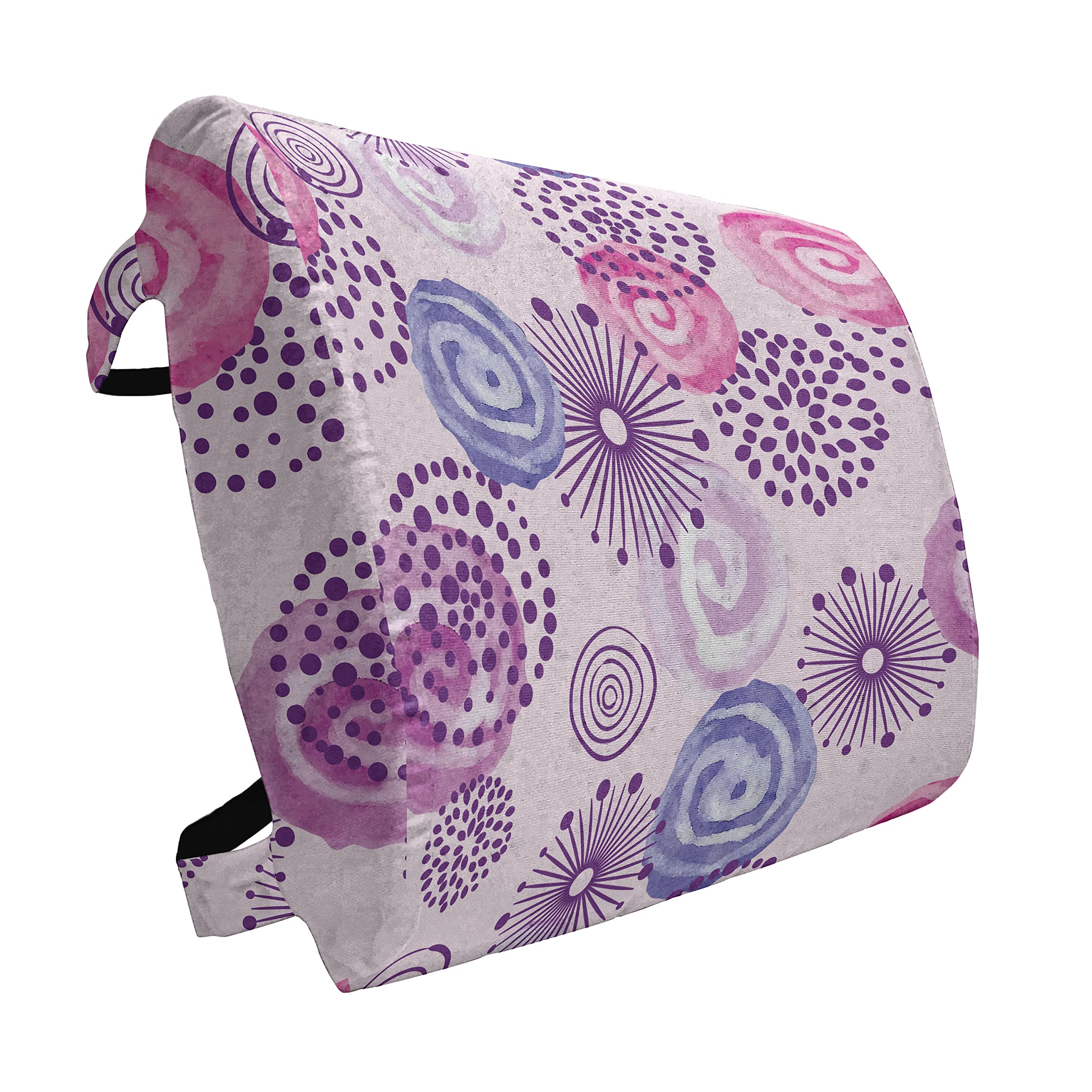 Ambesonne Purple Lumbar Support Pillow - Watercolor Floral Fireworks & Abstract Spiral Design, High Density Foam for Office Chair & Car Seat, 14