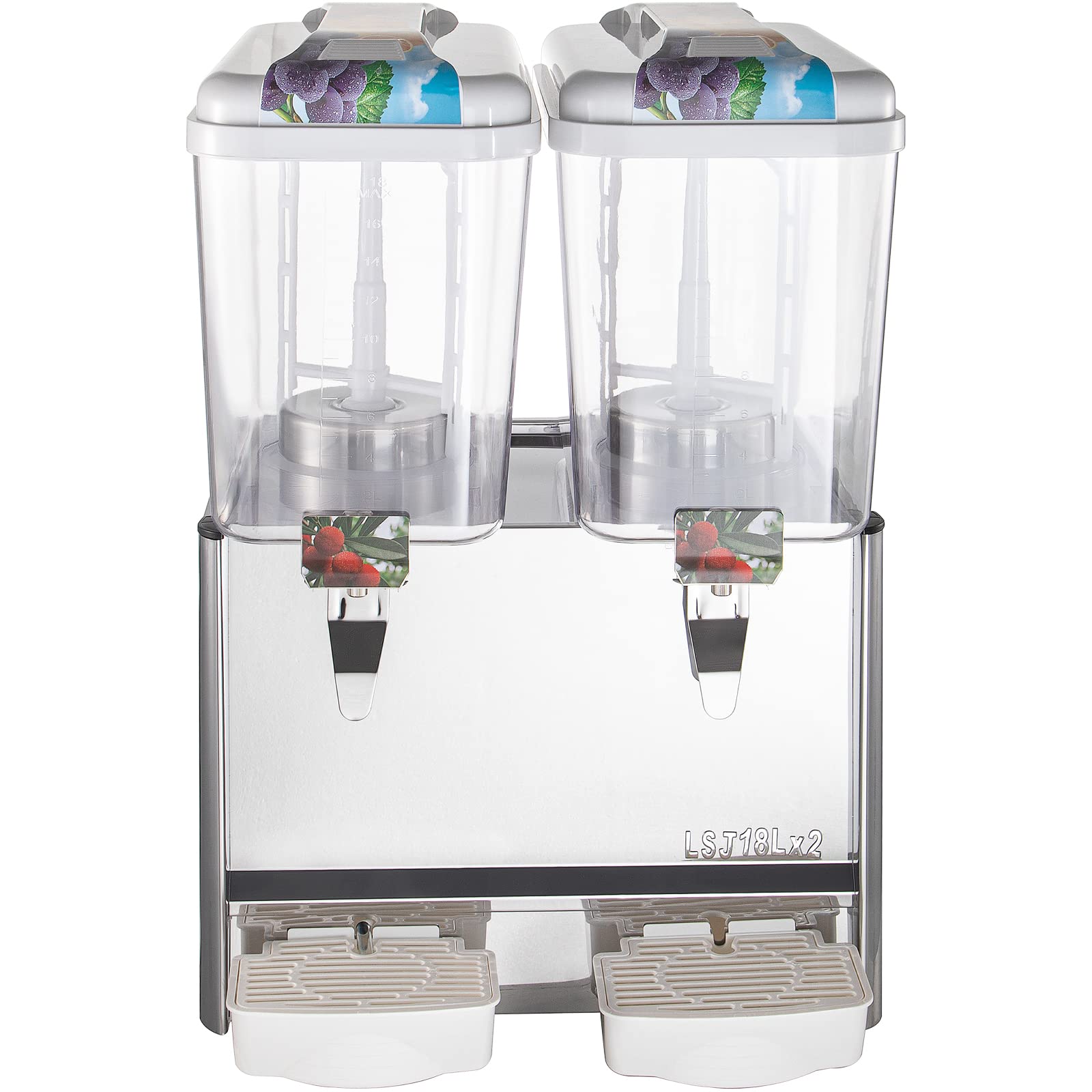VEVOR 9.5 Gallon Commercial Beverage Dispenser - 2 Tanks, 300W, Stainless Steel, Food Grade, with Thermostat Controller - Perfect for Cold Drinks, Iced Tea, Lemonade at Restaurants, Cafes, Parties & Events