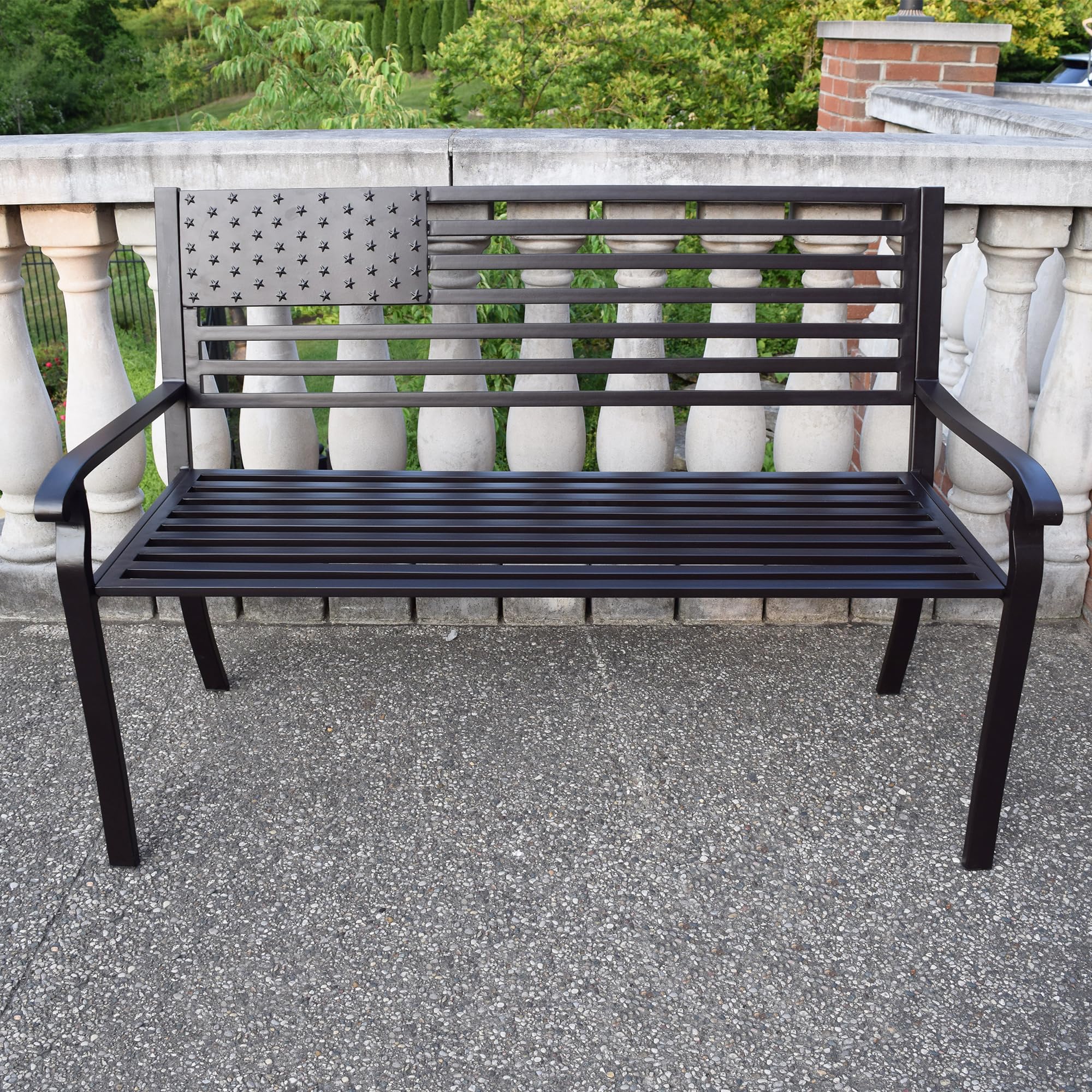 Oakland Living American Pride Bench - Patriotic Outdoor Bench for Porch, Garden & Backyard - Durable Wooden Bench with USA Flag Design