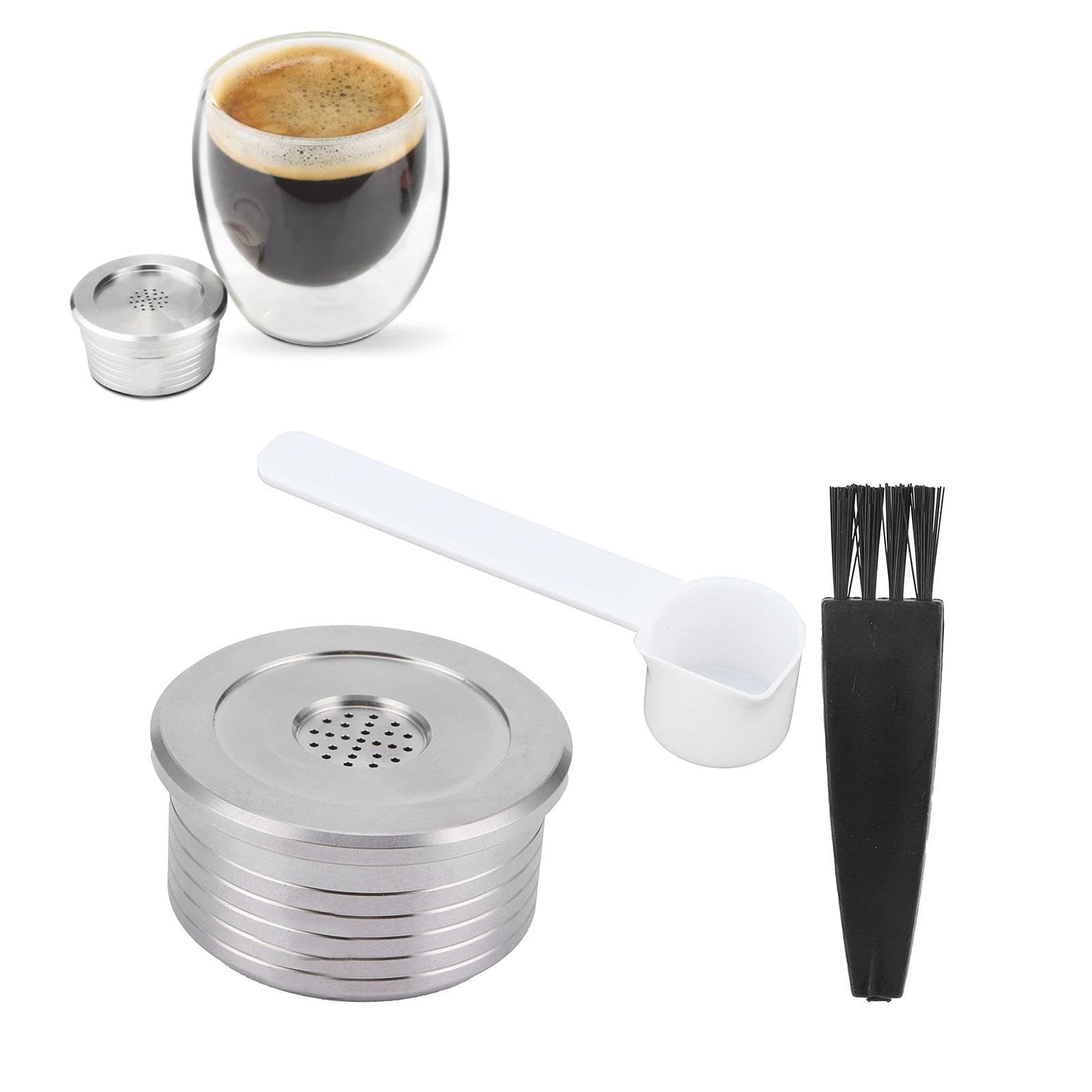 Reusable Coffee Capsules for NDIQ7323 Coffee Maker - Includes Spoon Brush | Compatible with Nespresso Machines | Perfect for Home, Office & Travel Use
