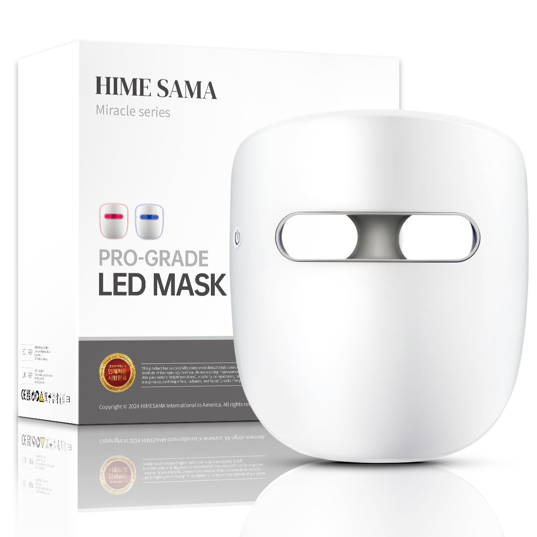 HIME SAMA LED Light Therapy Mask for Face - Red, Blue & Infrared Light Therapy for Wrinkle Reduction & Skin Rejuvenation | Wireless Silicone Eye Pad Design | Perfect for Home Skincare & Anti-Aging Routine (Model RB-010)