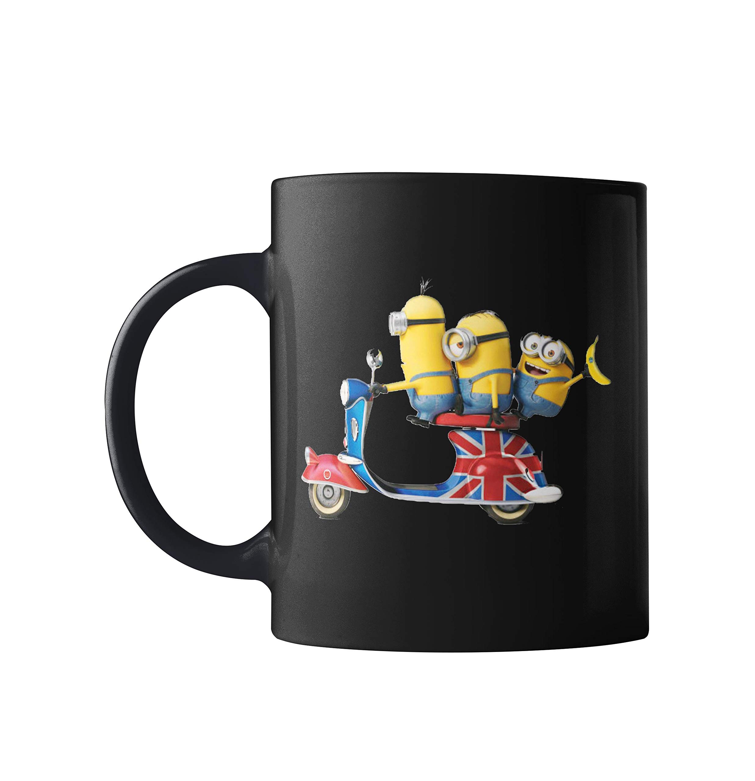 Gen7 Black Minion Scooter Ride Ceramic Coffee Mug - 350ml Printed Funny Minions Design for Hot & Cold Drinks - Perfect for Office, Home, or Gifts