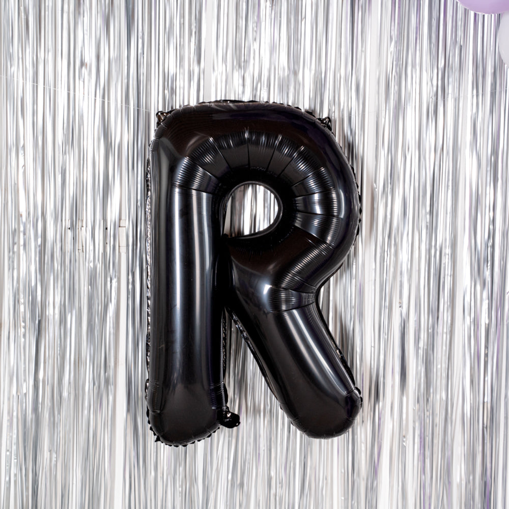 Balloonify Black Mylar Letter R Balloon - 40 Inch Large Alphabet Balloon for Birthday Party Decorations, Baby Showers & Graduation Celebrations - 1 Count Box